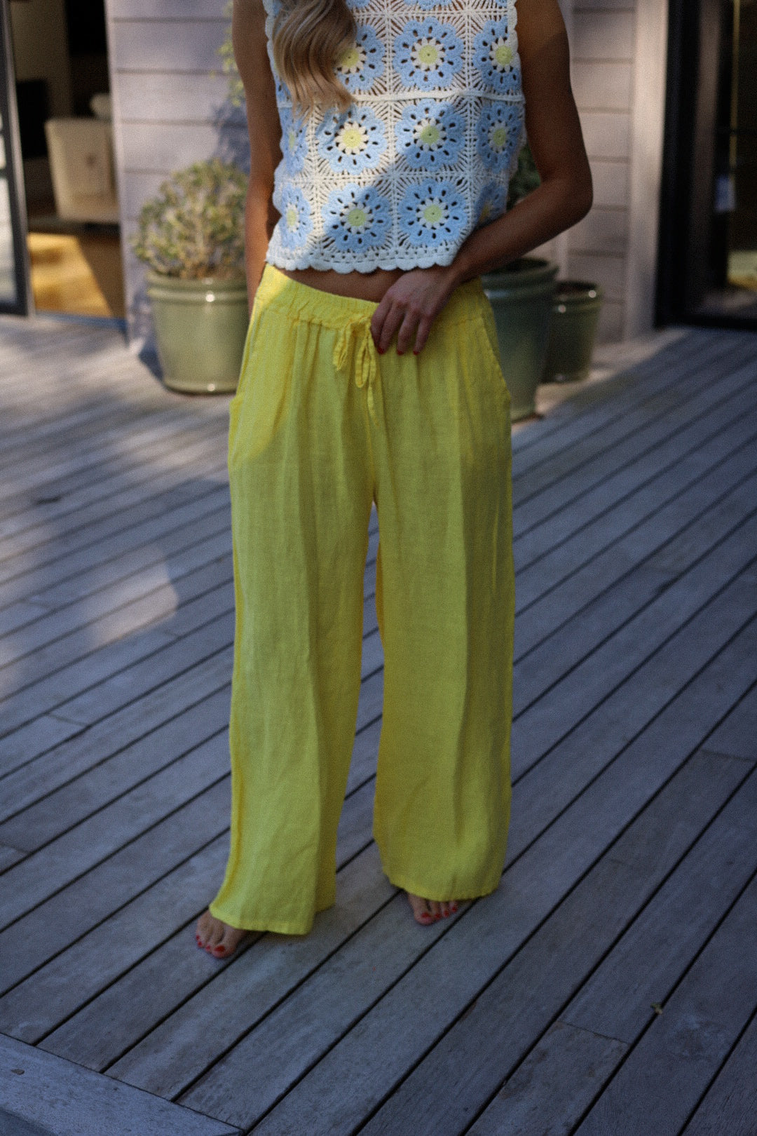 Lindie jaune - Pantalon lin