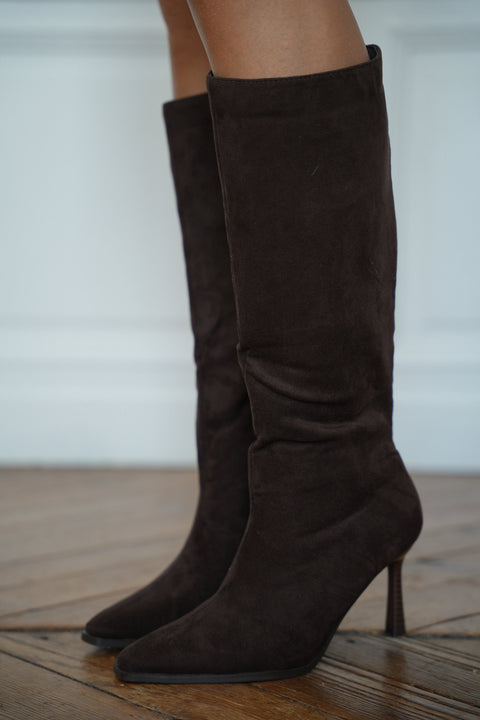 Ofelie chocolat - Bottes à talons