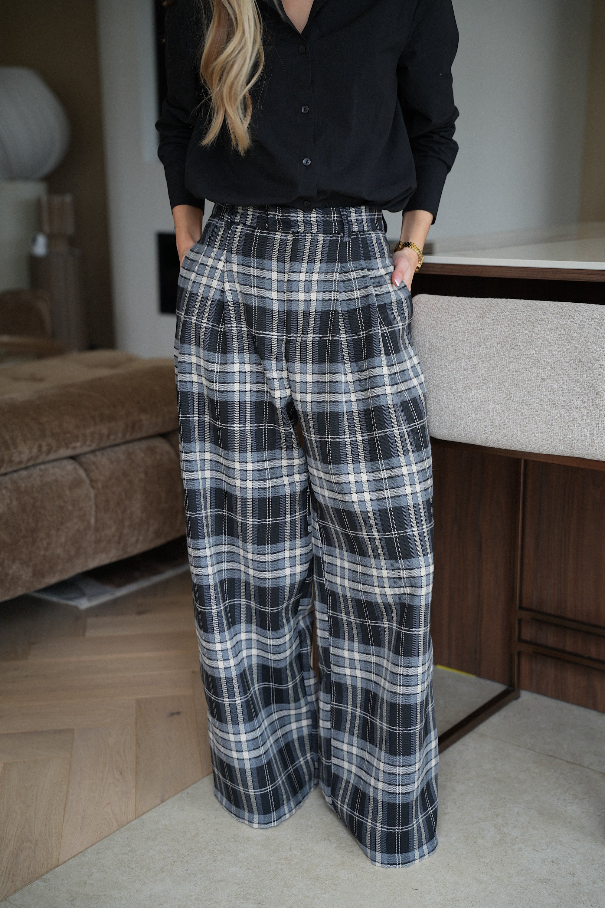 Lola noir - Pantalon à carreaux