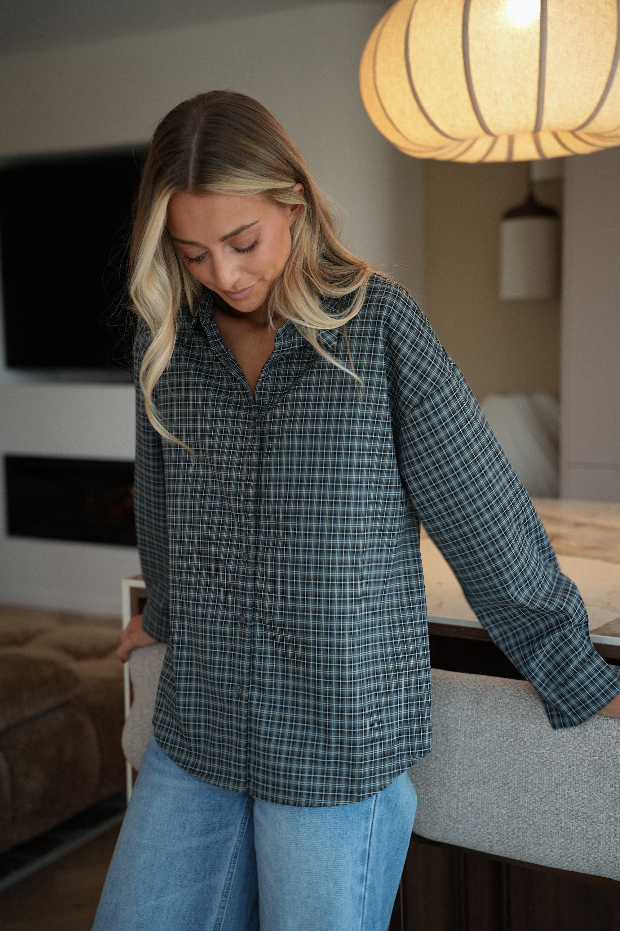 Maelline bleue - Chemise à carreaux