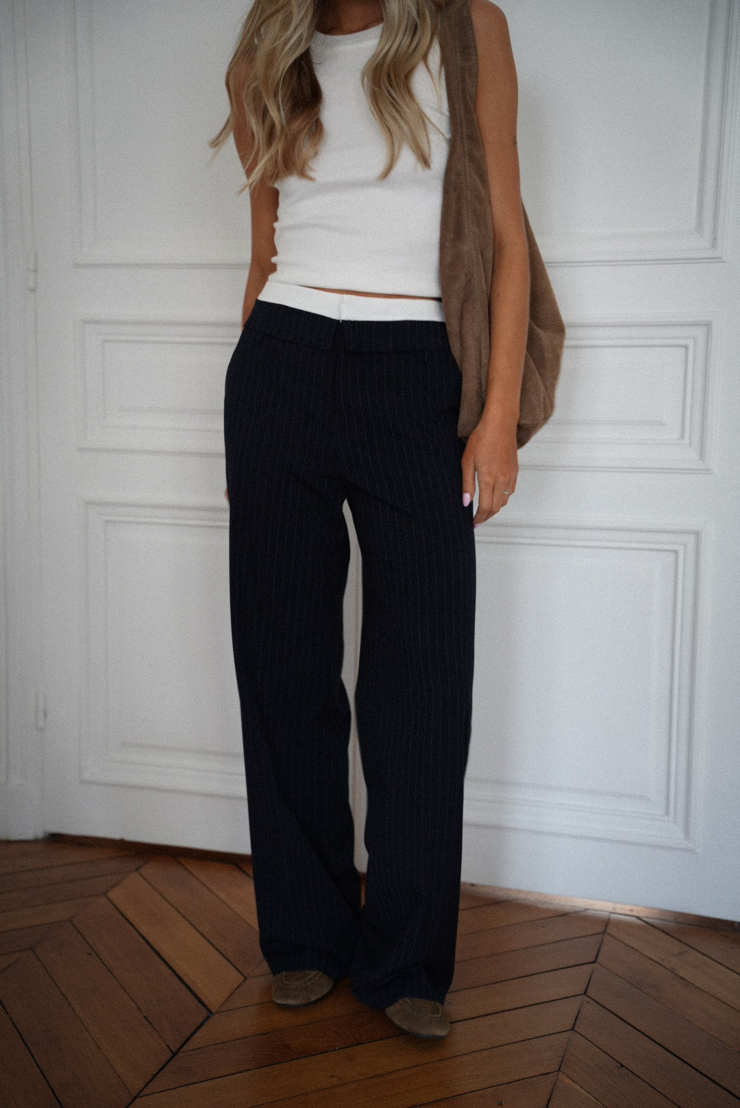 Honoryne marine - Pantalon rayé