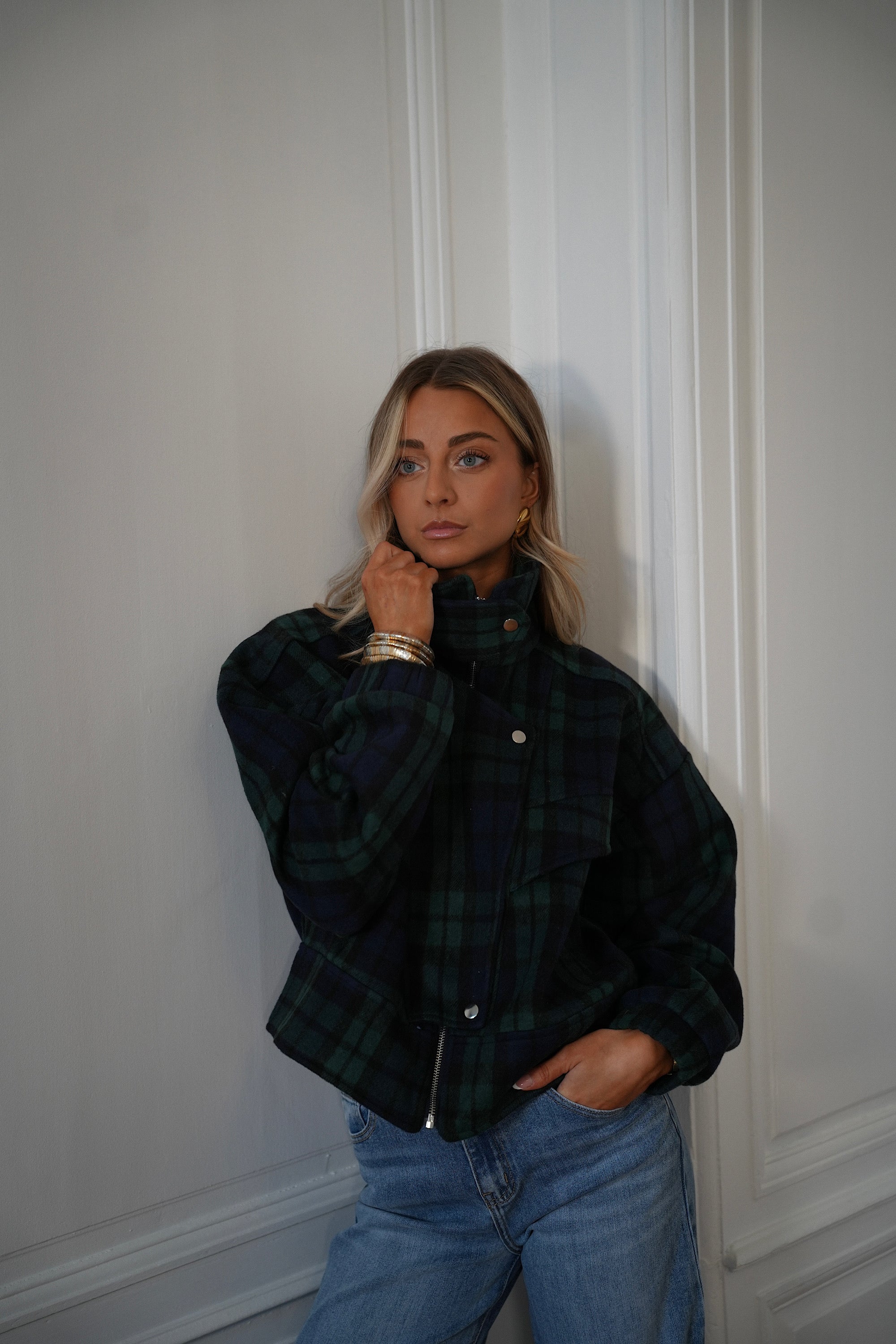 Riana bleue - Veste à carreaux