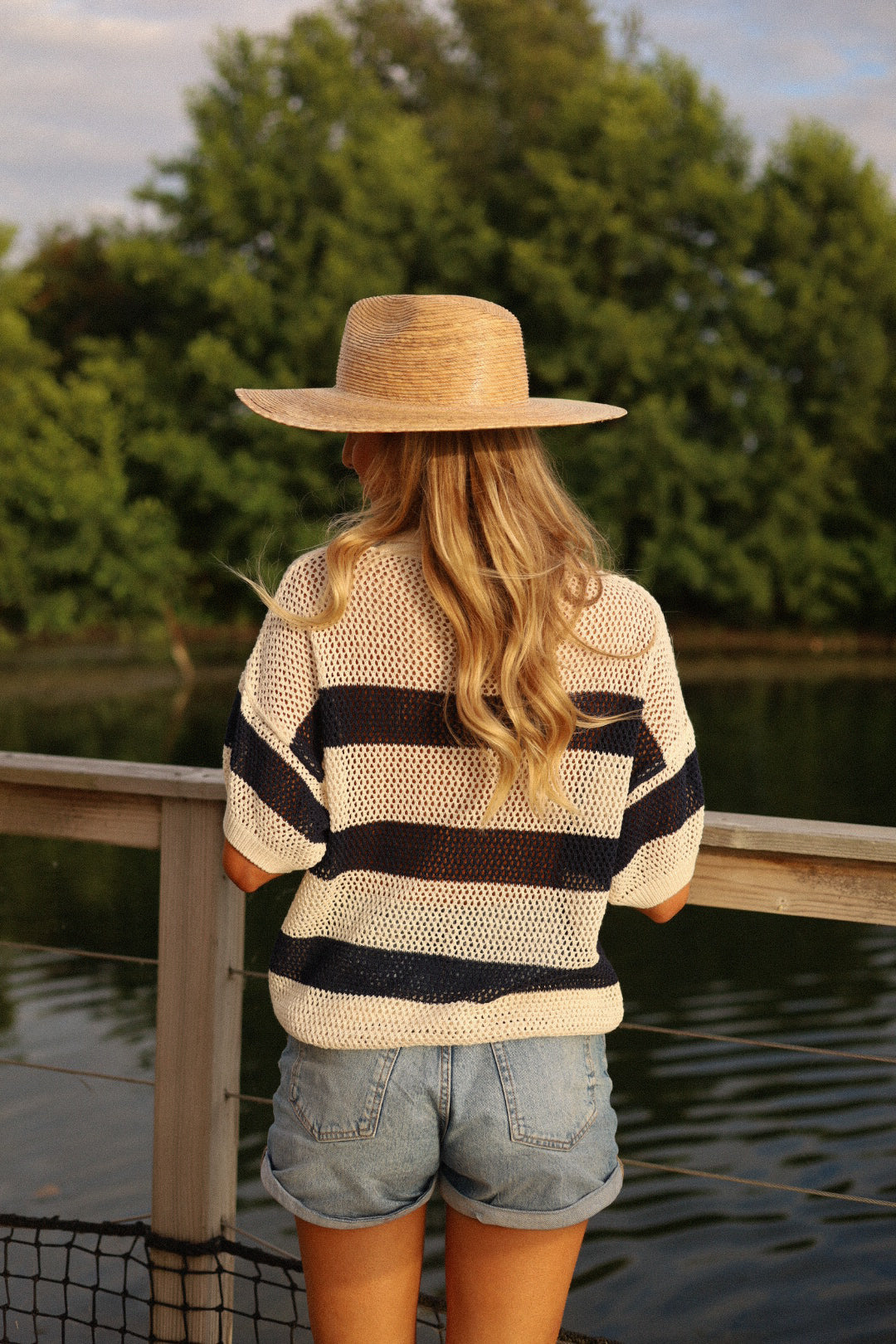 Norma écrue/marine - Blouse crochet