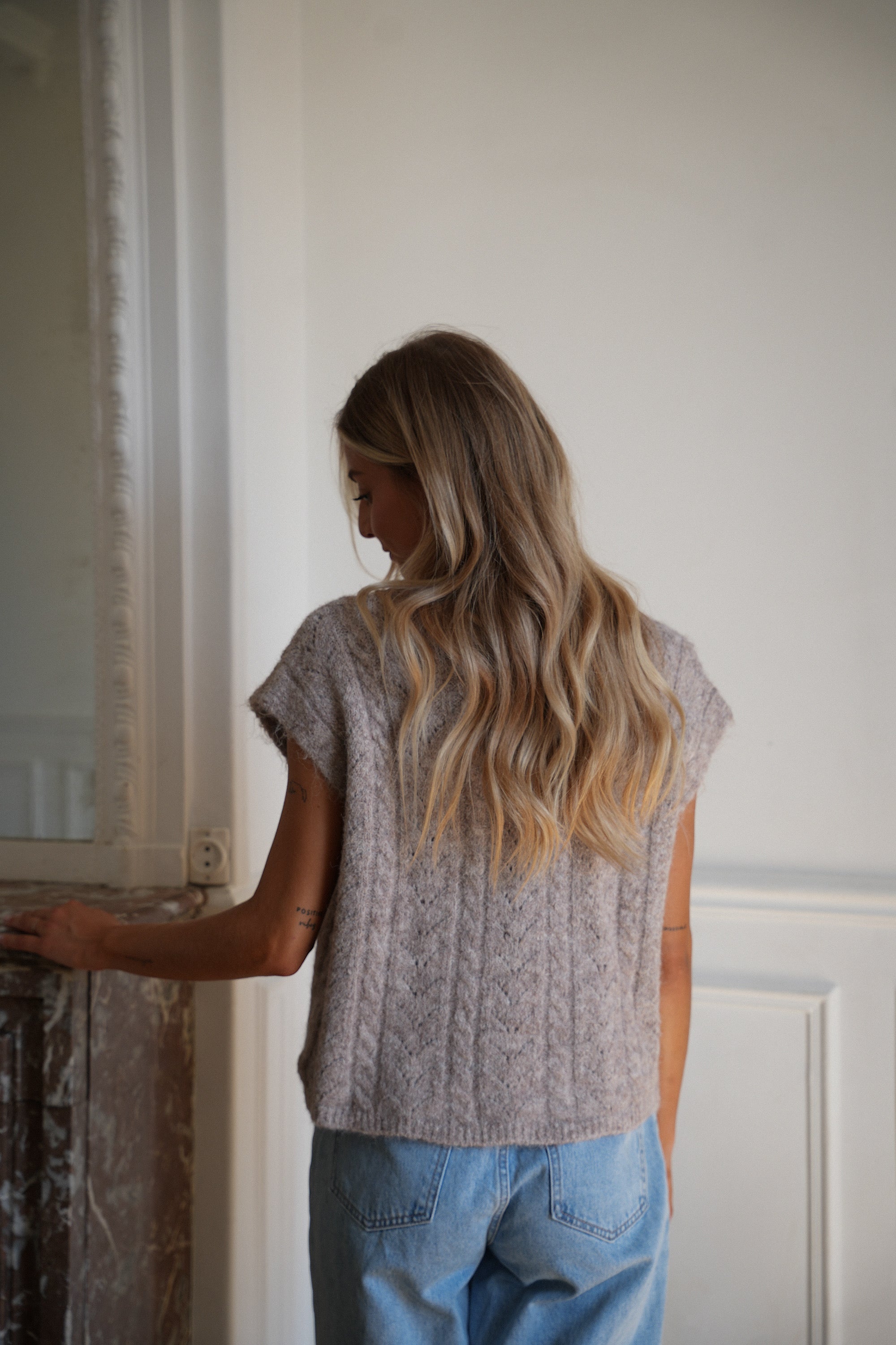 Morgane taupe - Gilet sans manches