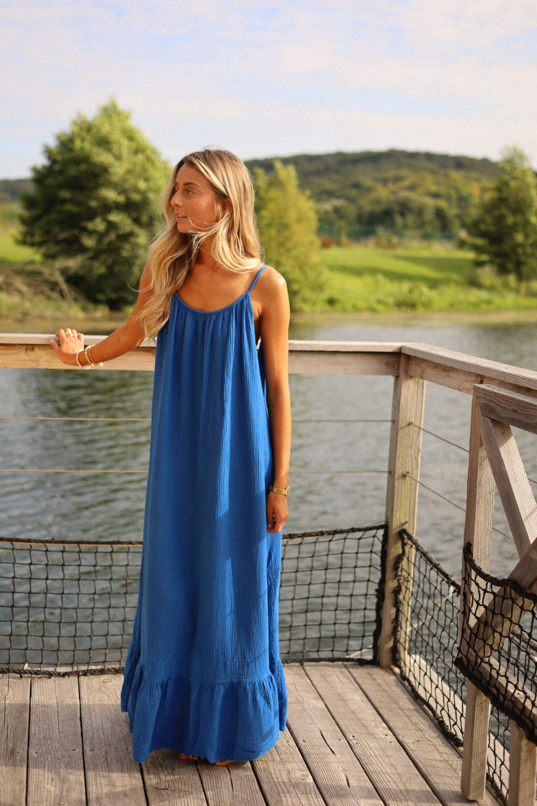 Alissia bleue - Robe gaze de coton