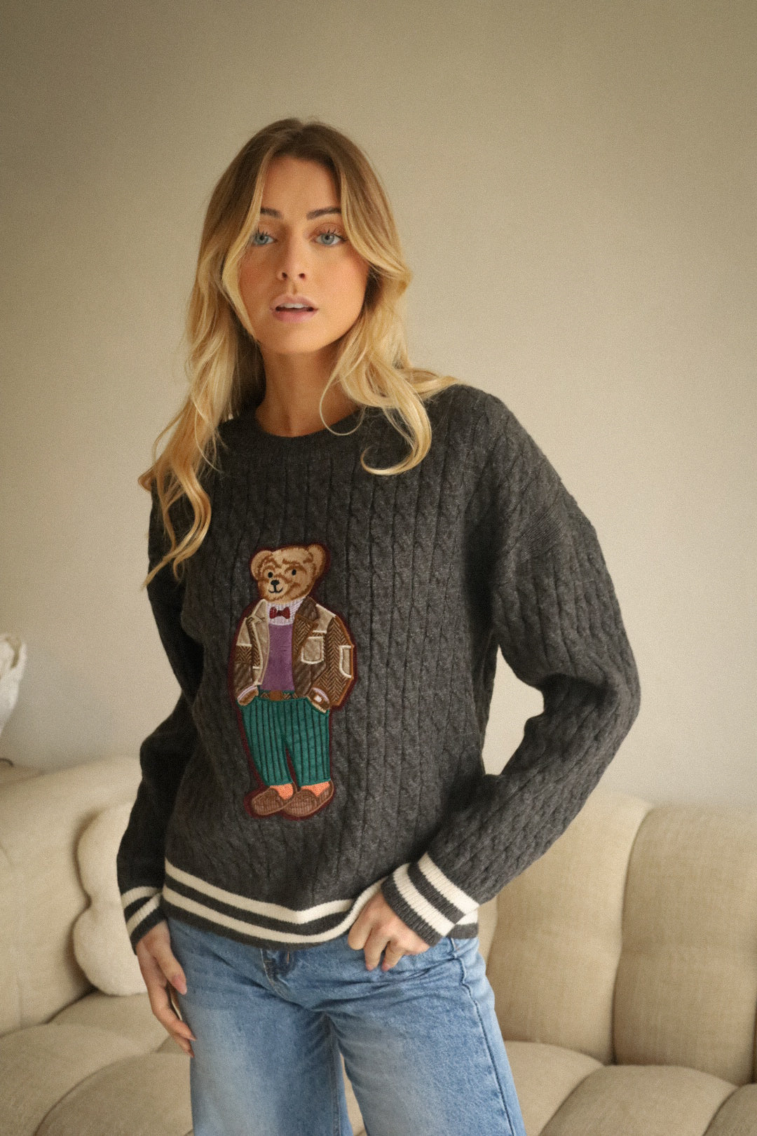 Ralf gris - Pull nounours