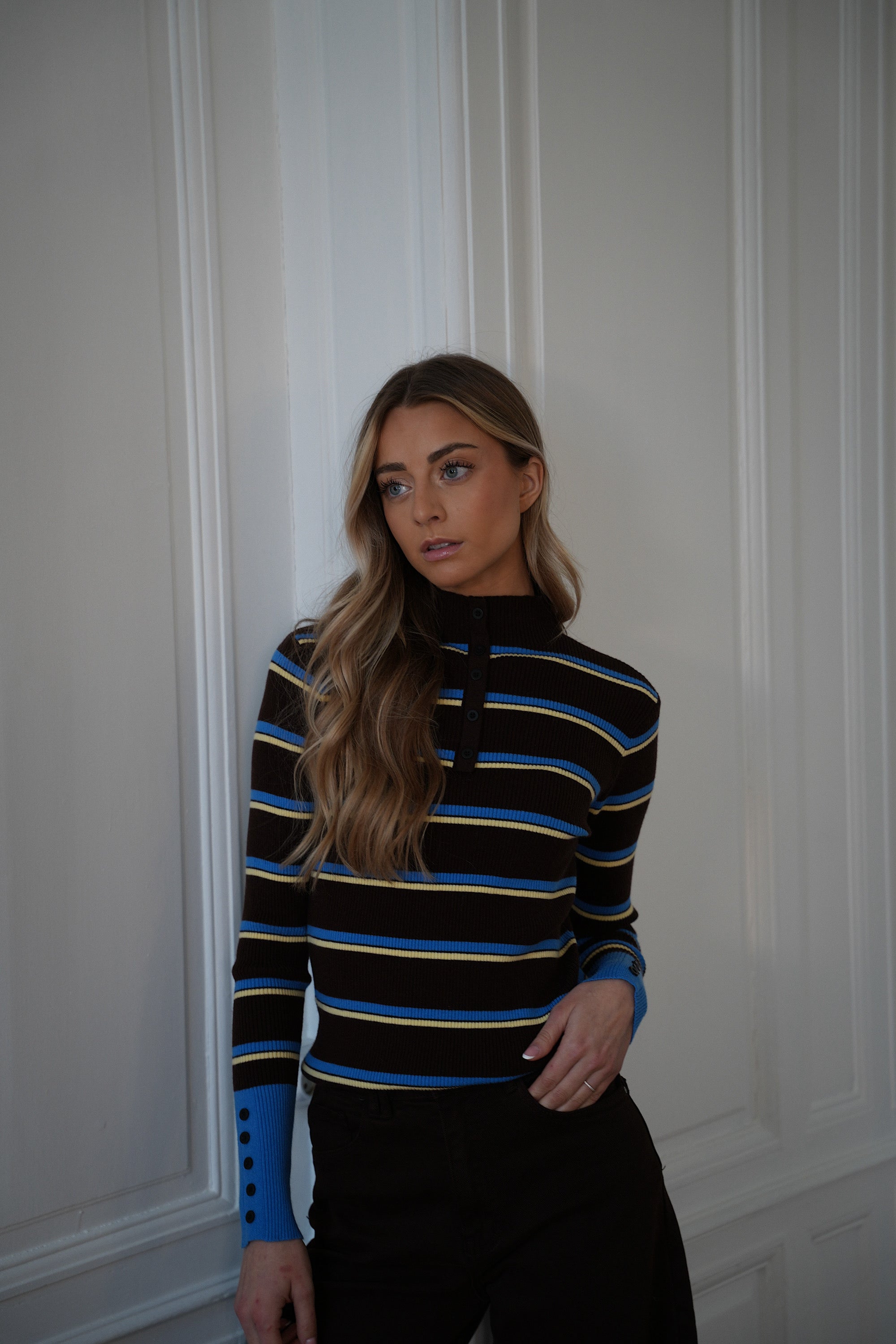 Raph chocolat/bleu - Pull fin