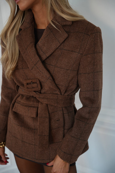 Olivia marron - Veste blazer en laine