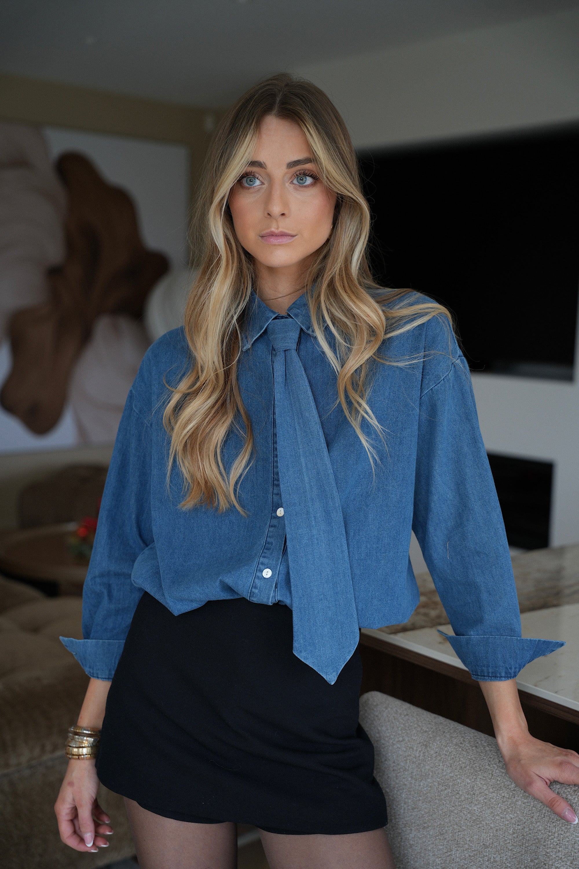 Solane bleue - Chemise cravate