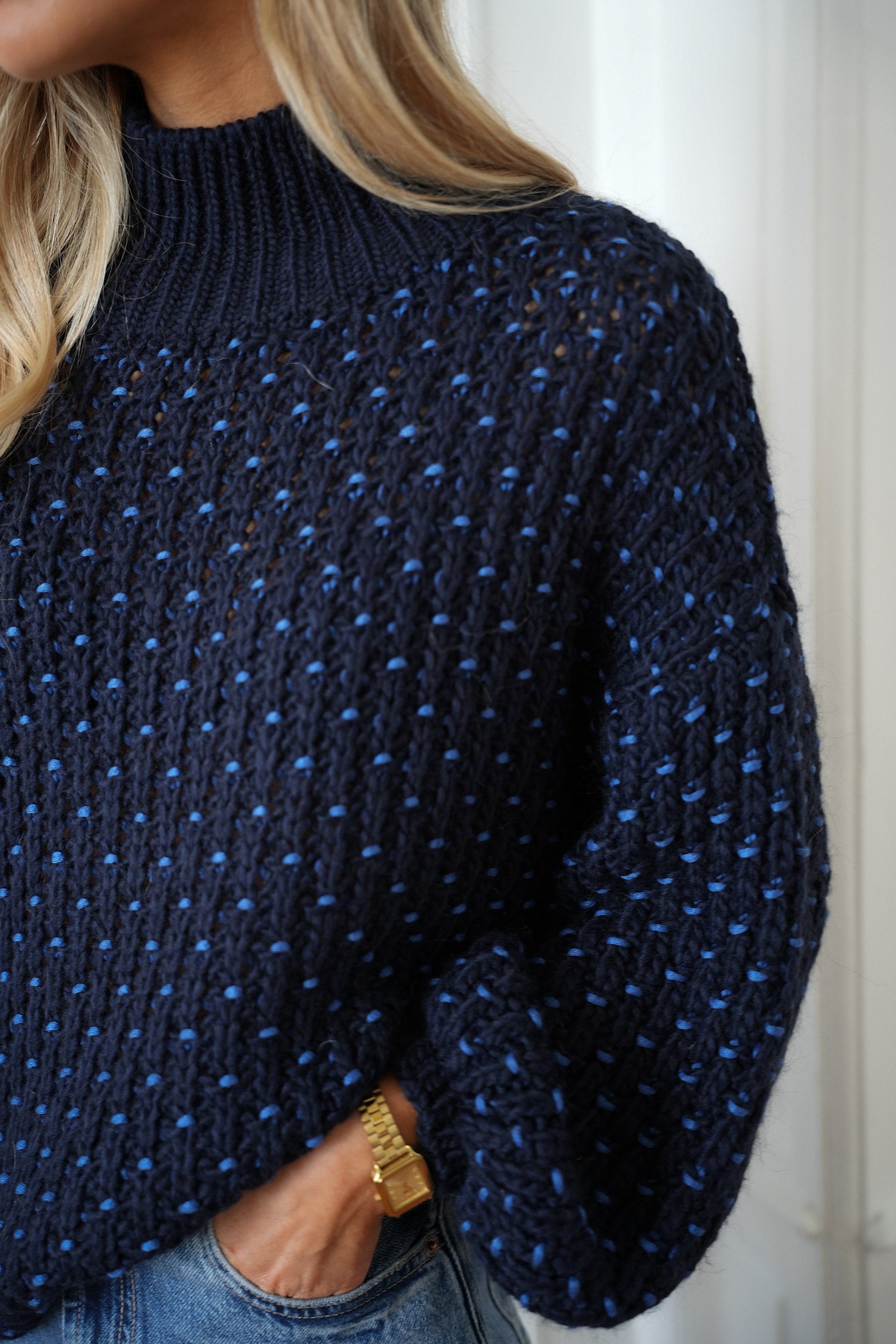 Miky bleu - Pull col montant