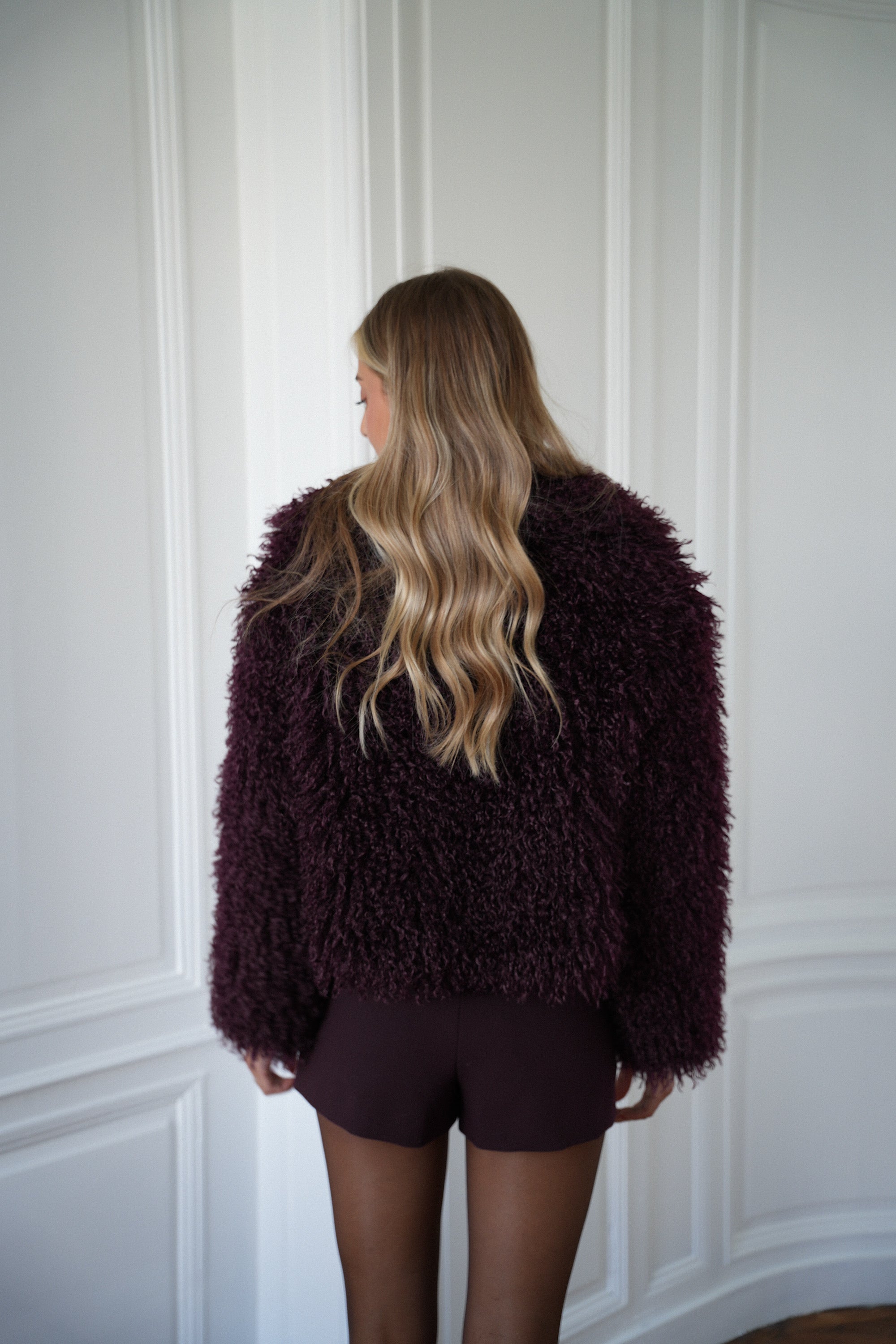 Soanne prune - Manteau fourrure