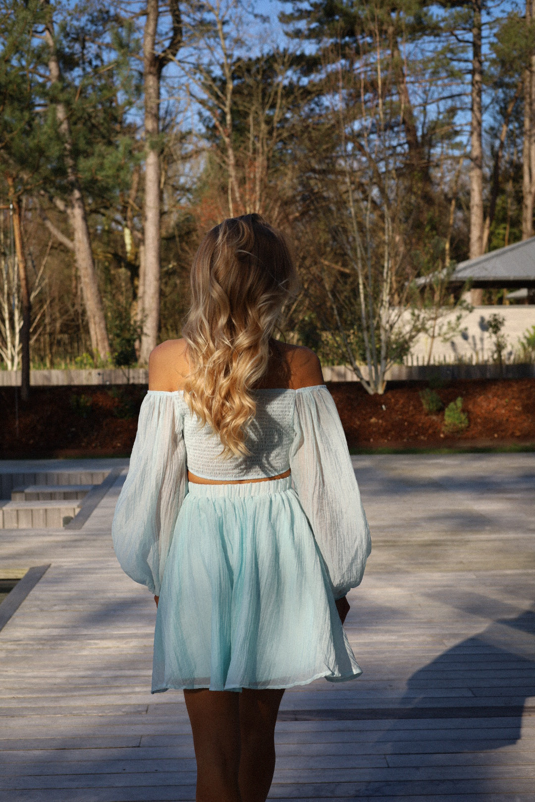 Mina bleue - Robe bardot