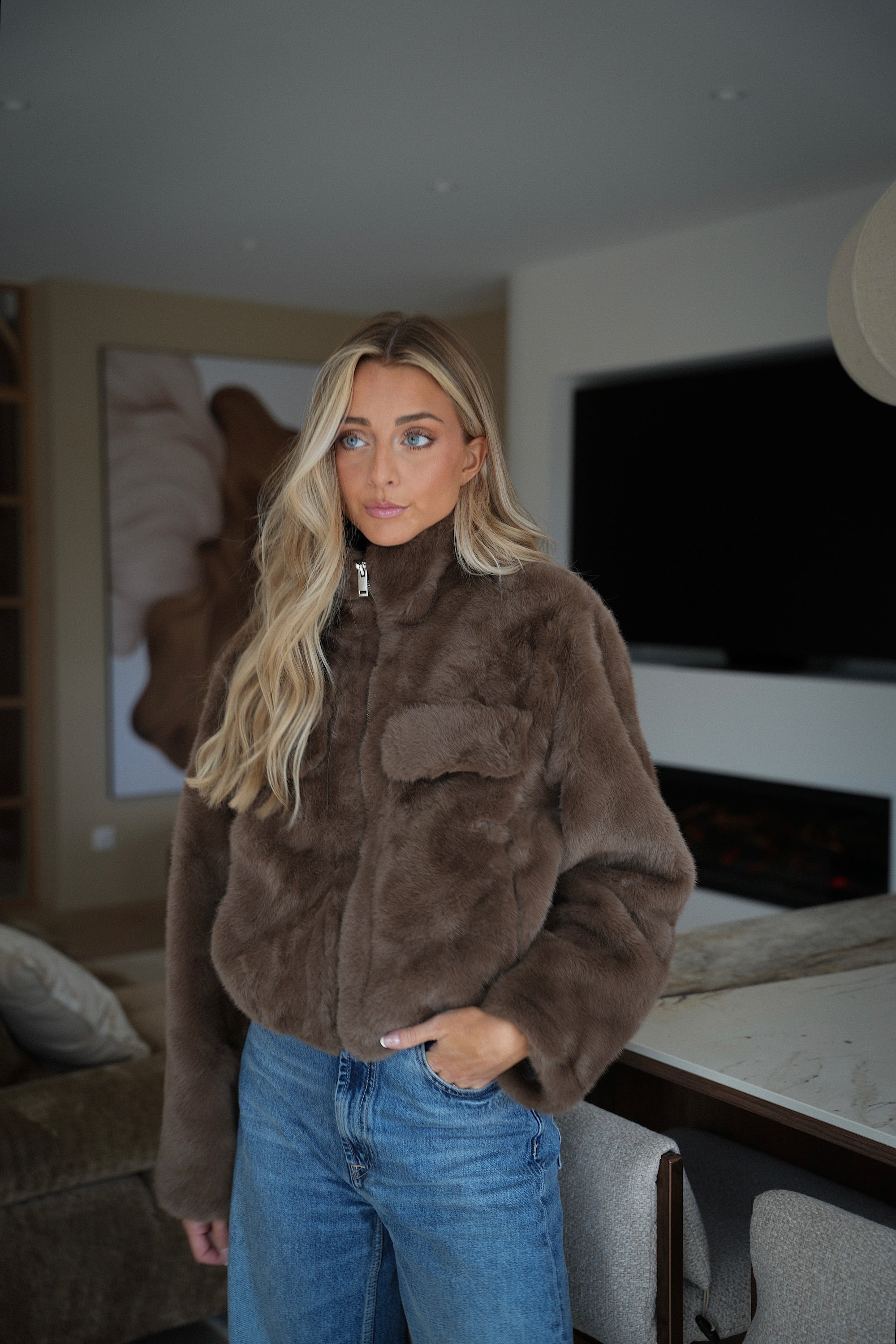 Jack chocolat - Veste fausse fourrure