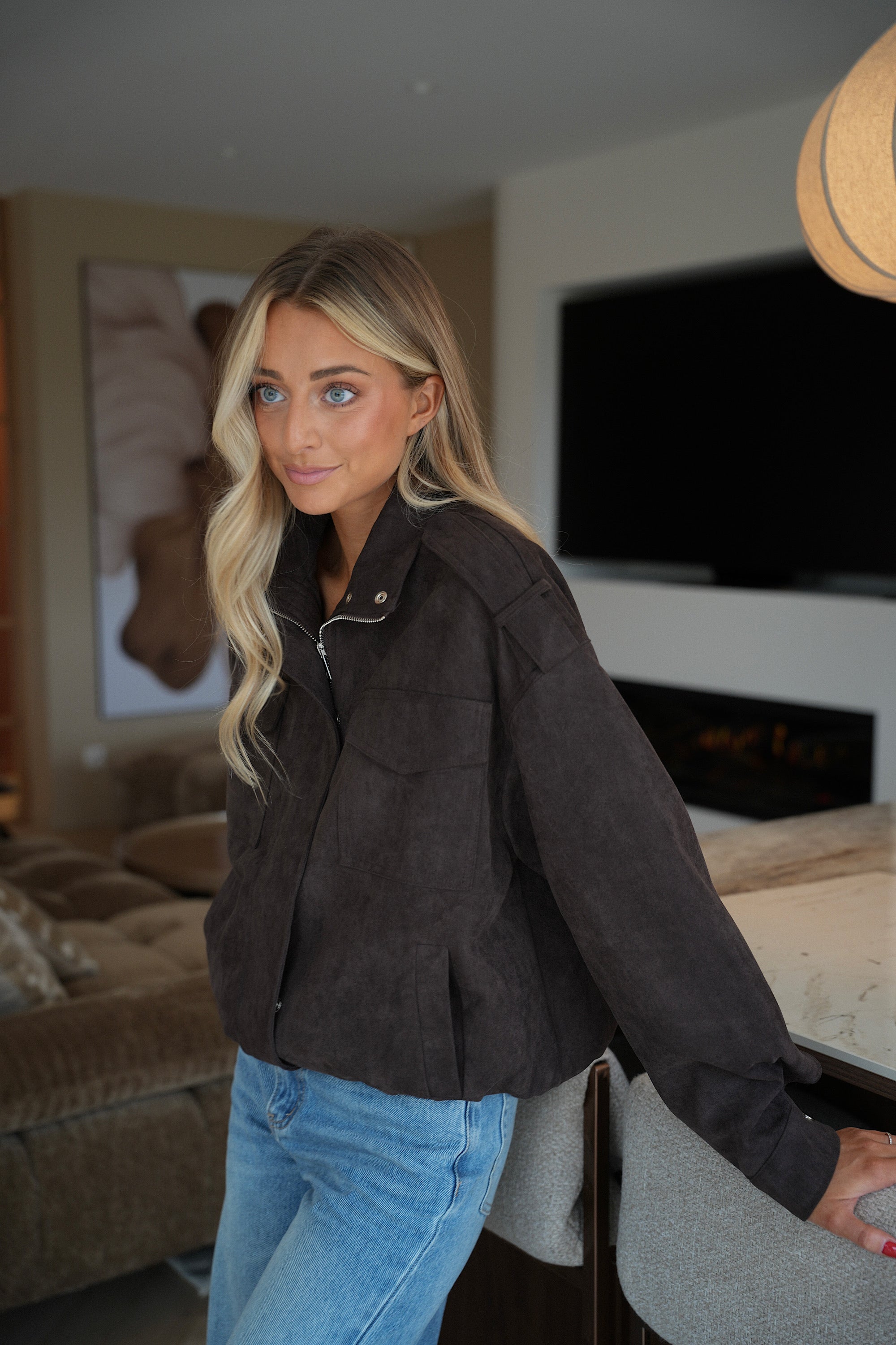 Maylan chocolat - Veste suédée