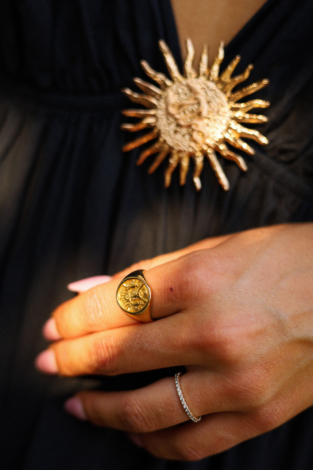 Amellia dorée - Bague acier