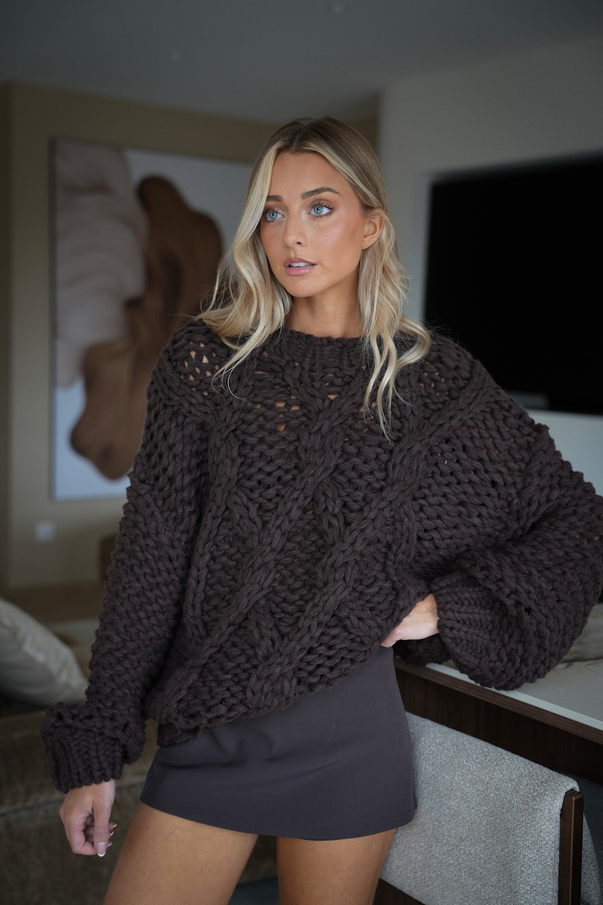 Jipsy chocolat - Pull grosse maille