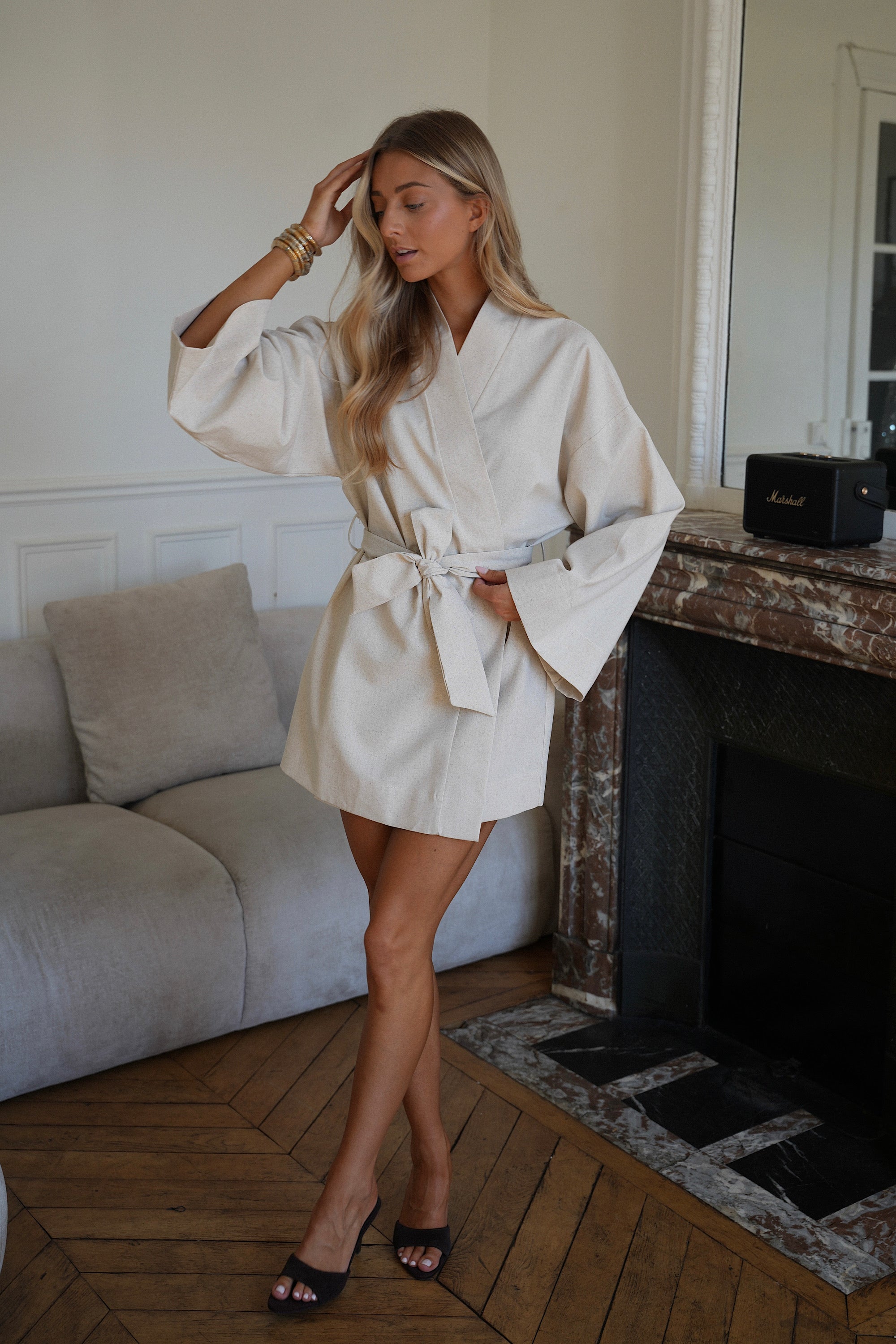 Marcy beige - Robe cache cœur