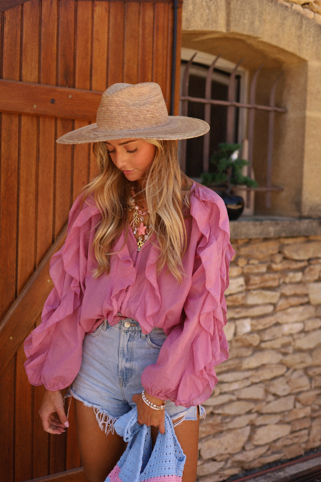 Talys rose - Blouse volantée