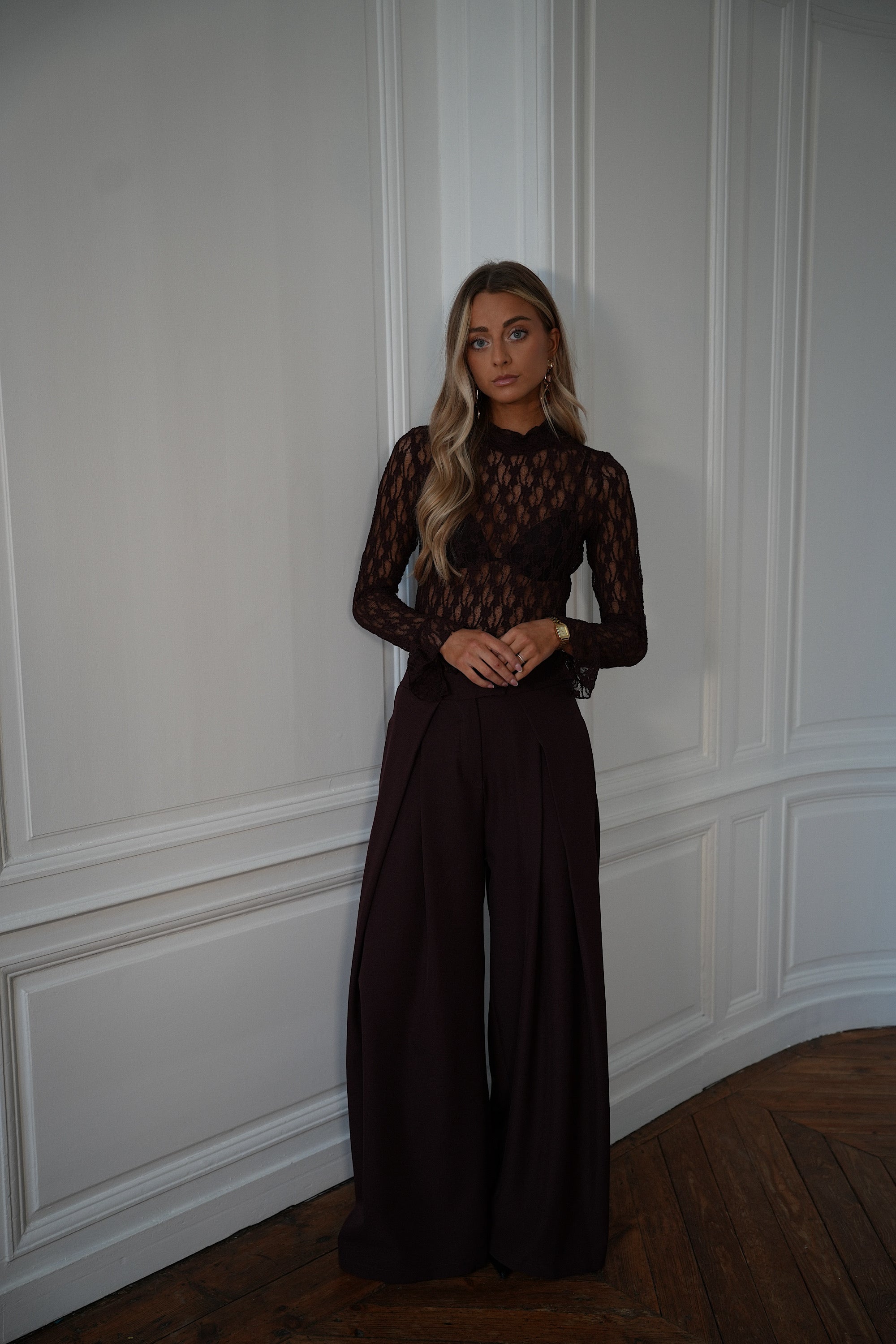 Eveline prune - Blouse en dentelle