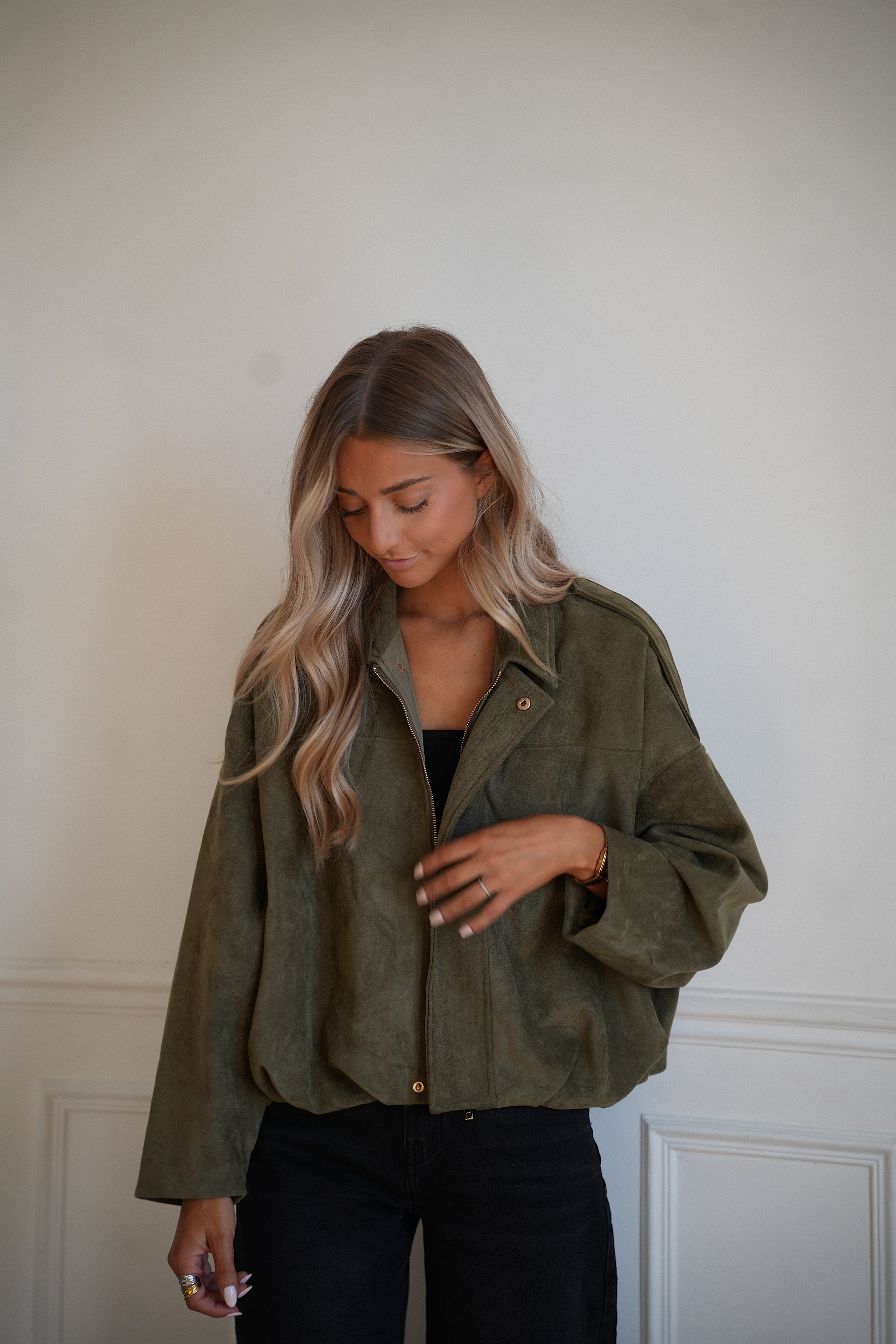 Delfine kaki - Veste suédée