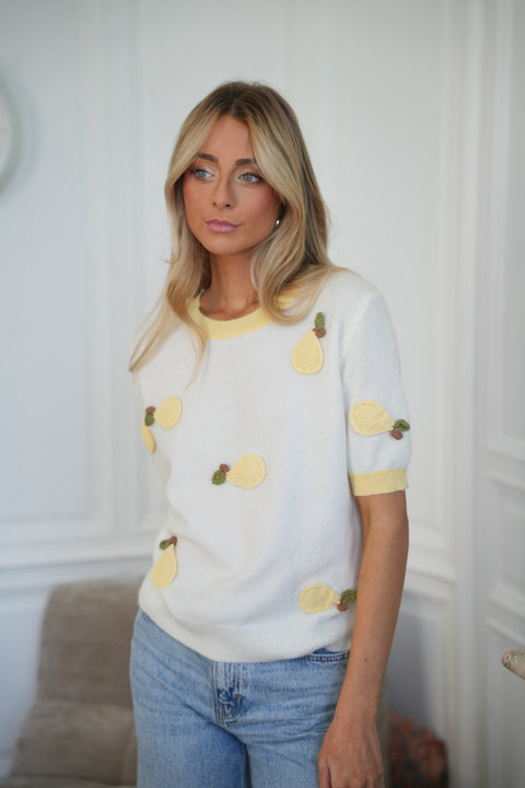 Maé blanc/jaune - Pull poires