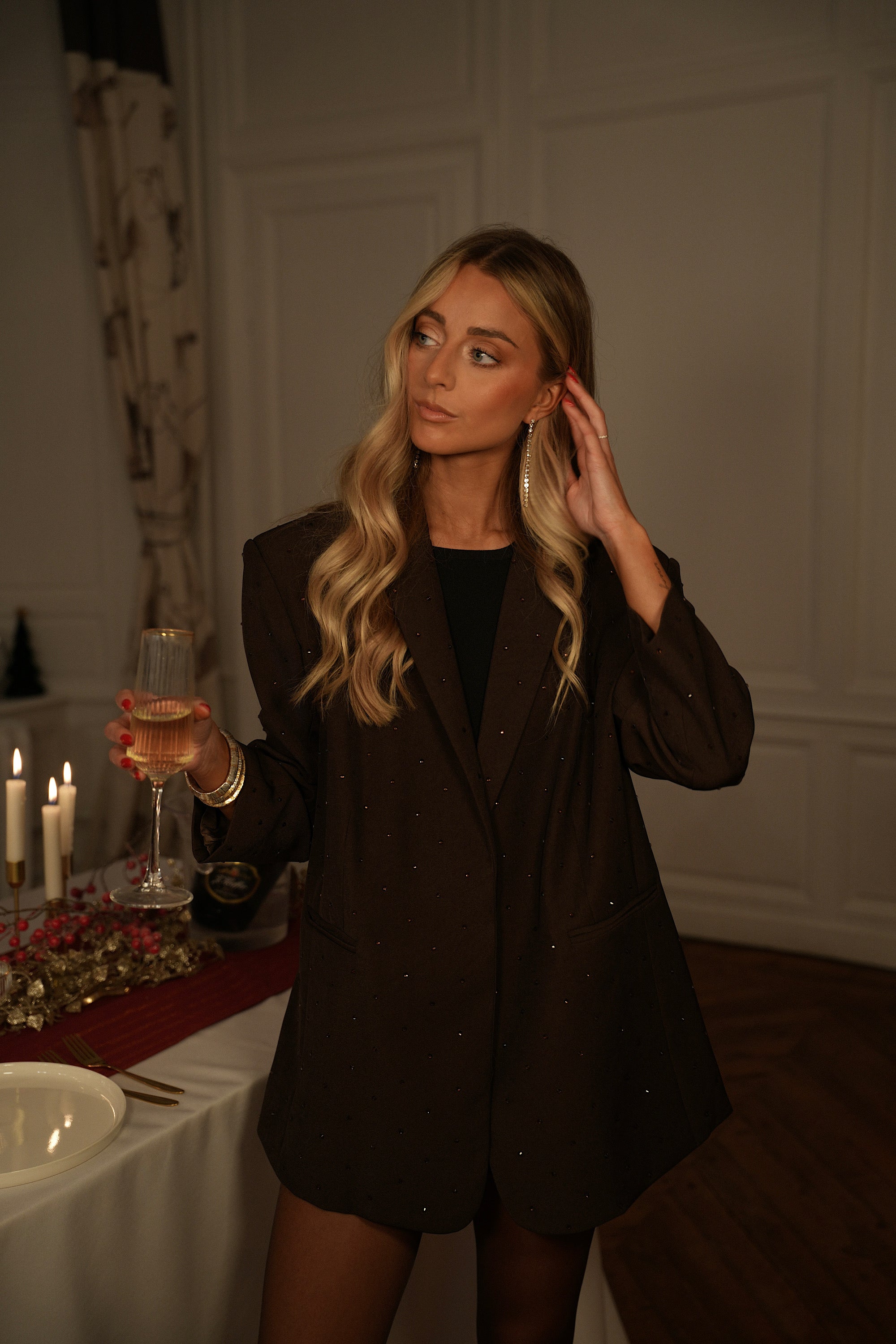 Chad chocolat - Blazer à strass