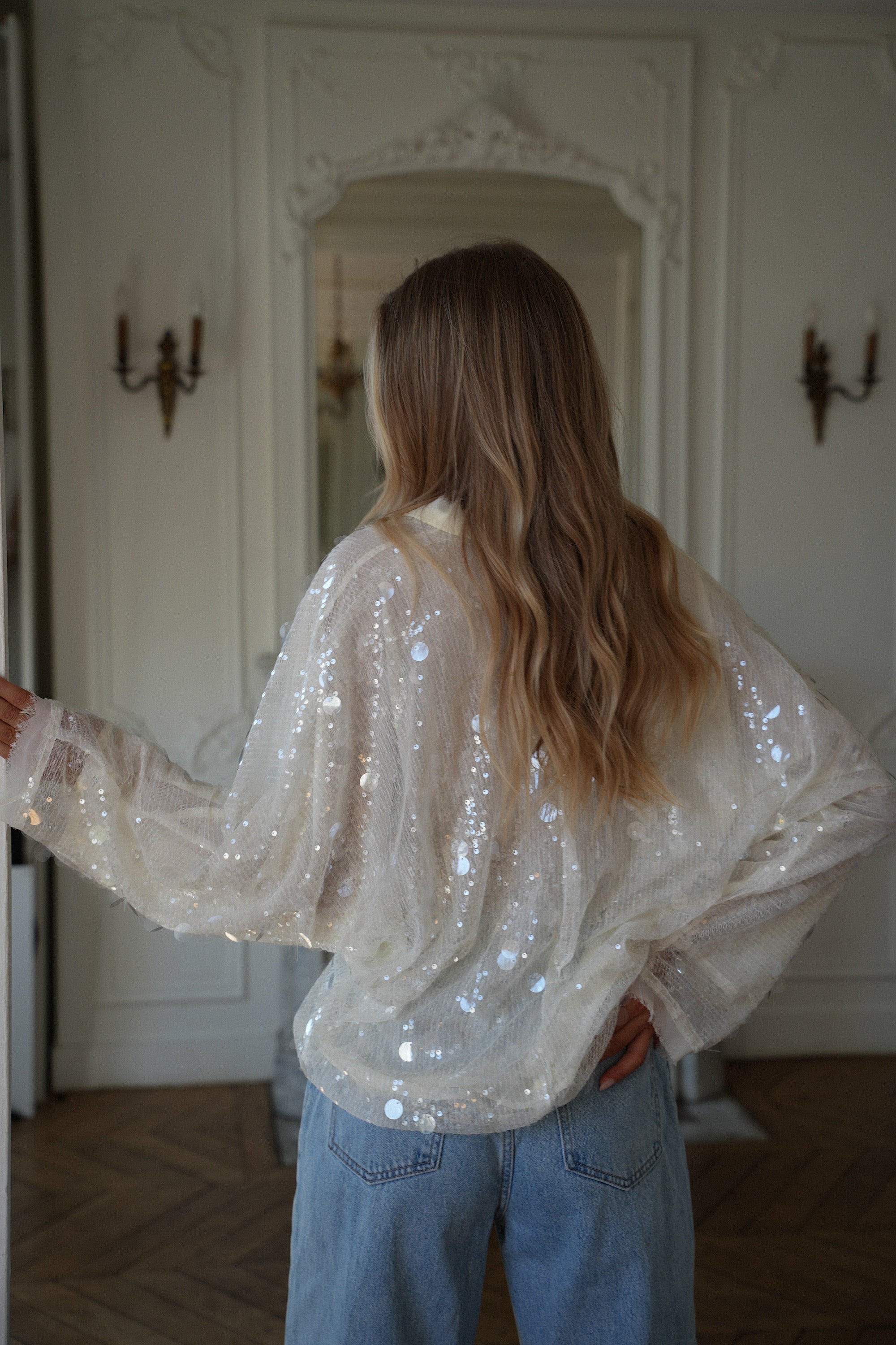 Lalie écru - Gilet sequins
