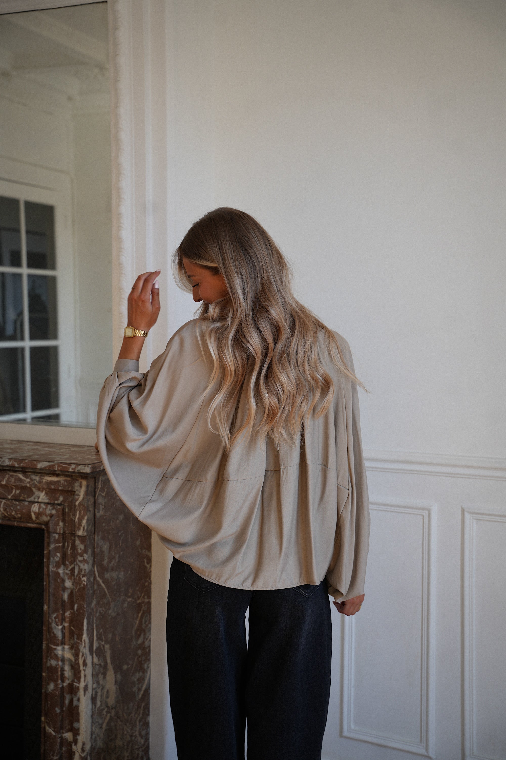 Giuseppa taupe - Blouse zippée