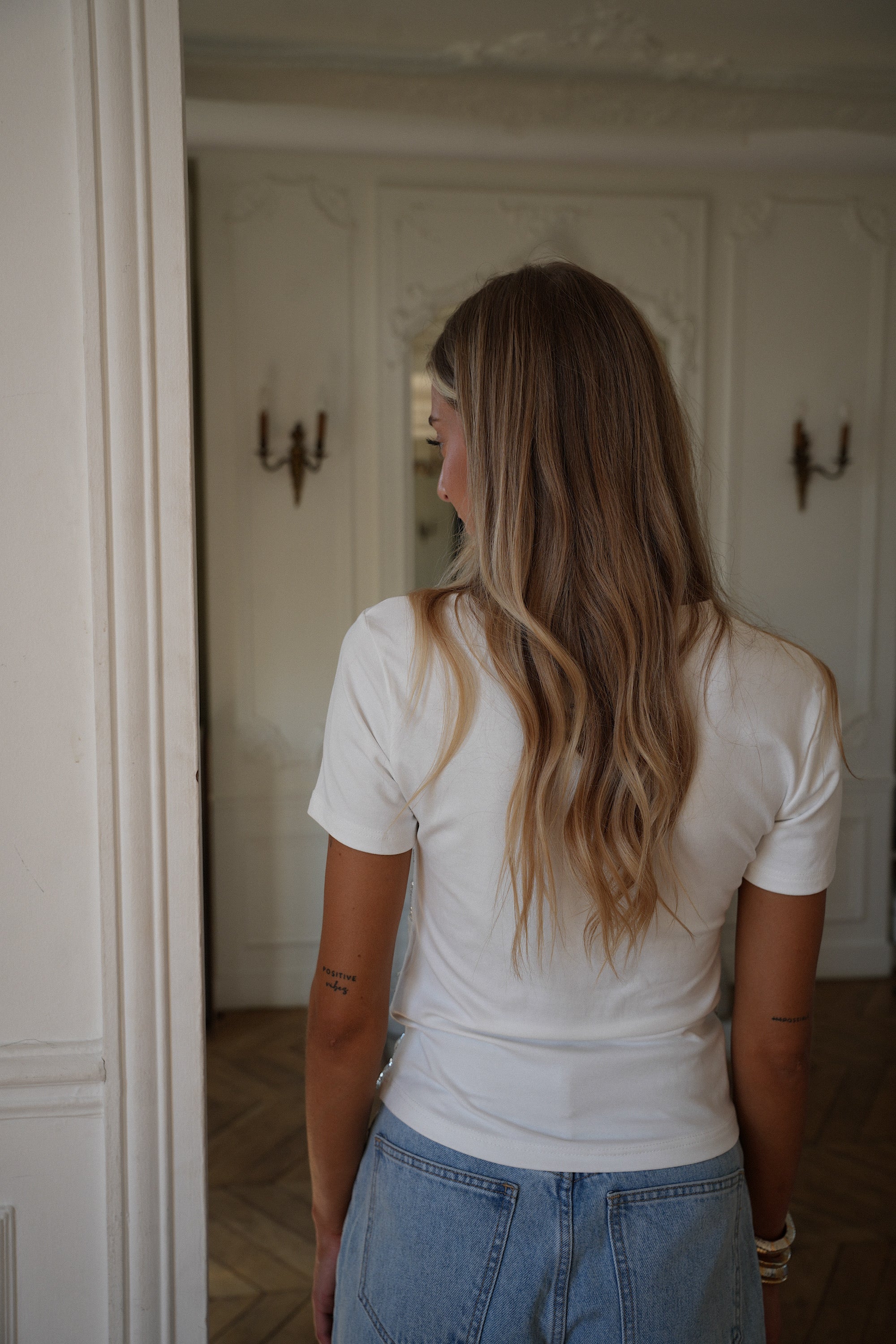 Tina blanc - T-shirt à sequins