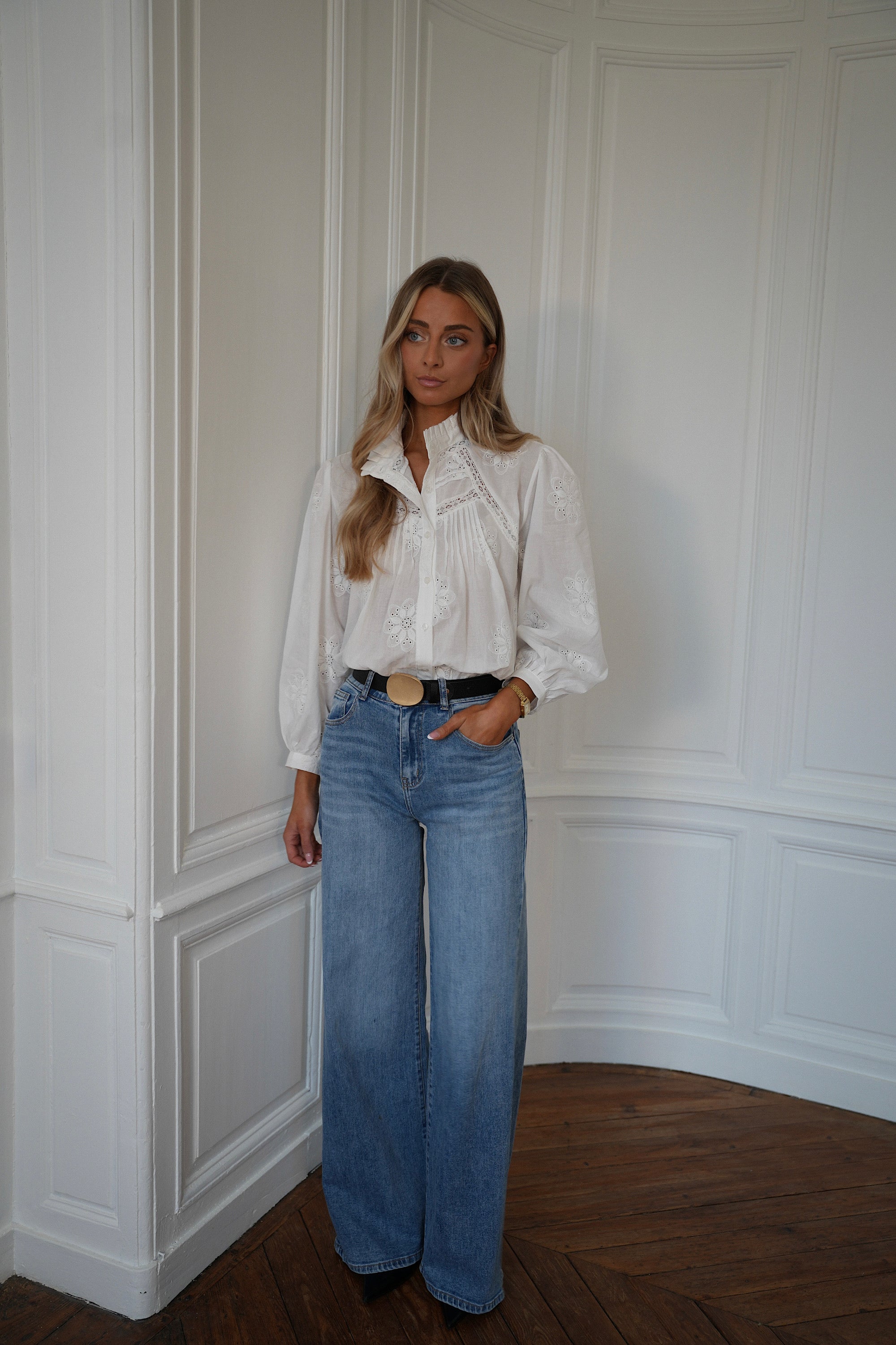 Safia blanche - Blouse brodée