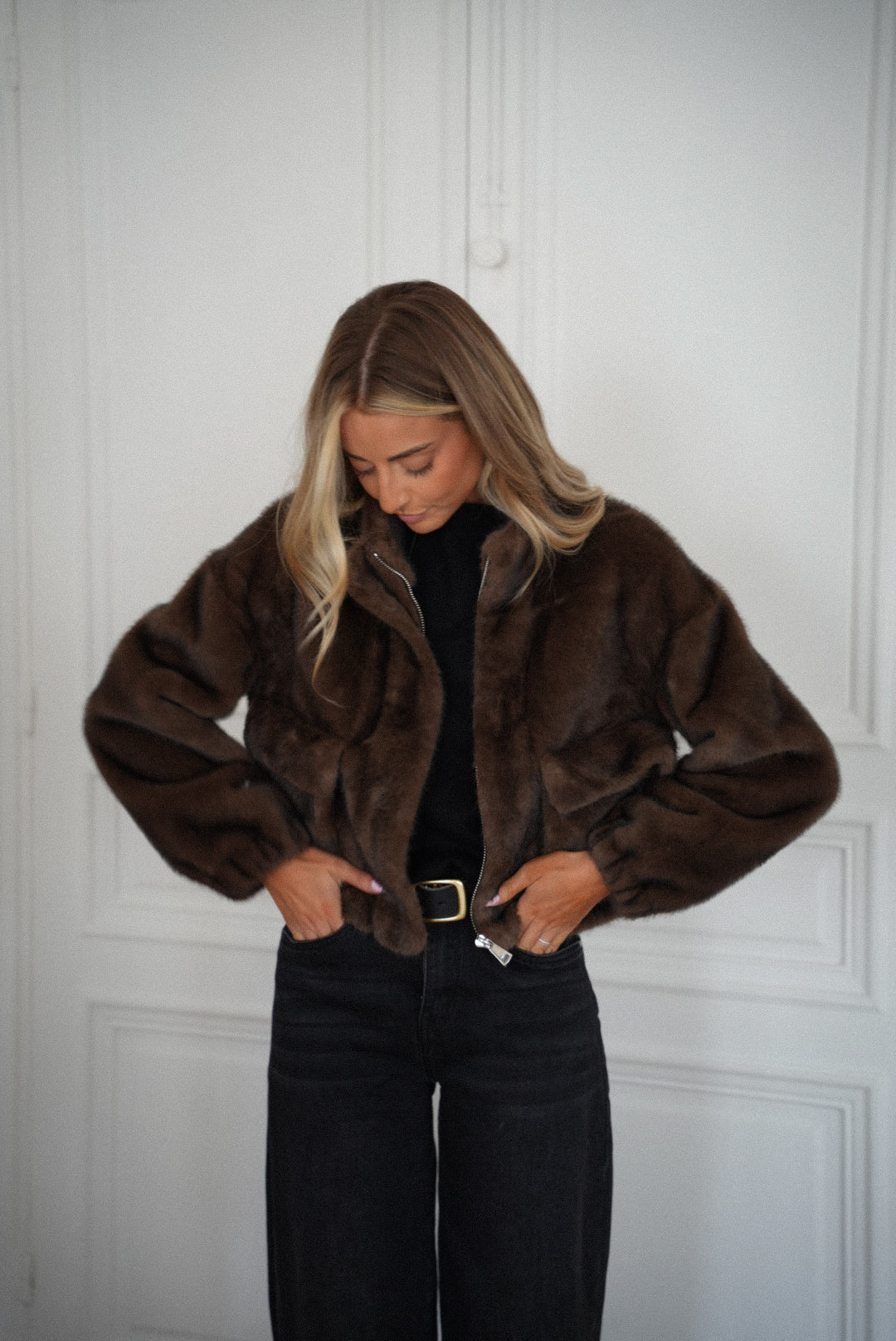 Maelle chocolat - Manteau fourrure