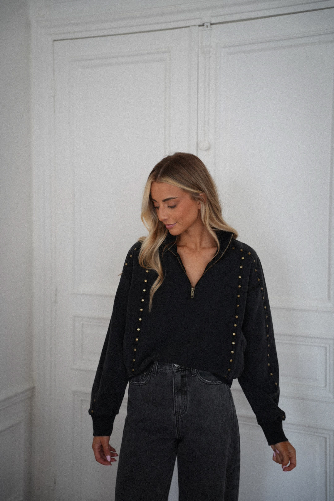 Victoria noir - Sweat-shirt clouté