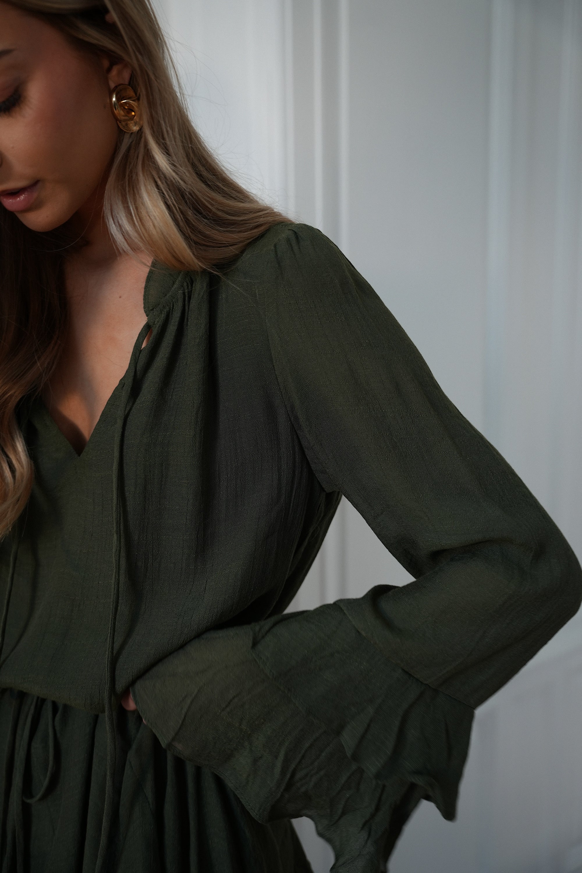 Edda kaki - Robe volantée