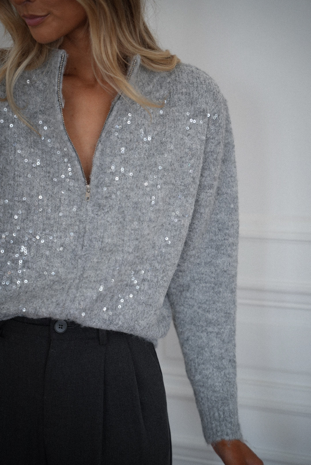 Hayde gris clair - Gilet sequins
