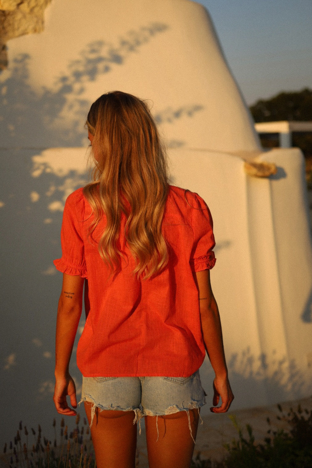 Aveline orange - Blouse brodée