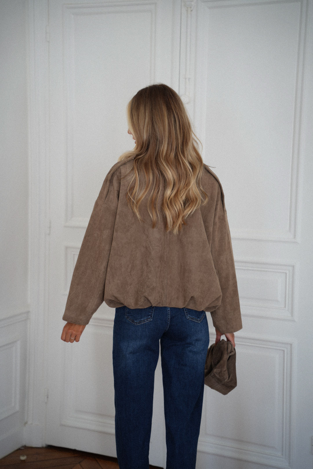 Delfine taupe - Veste suédée