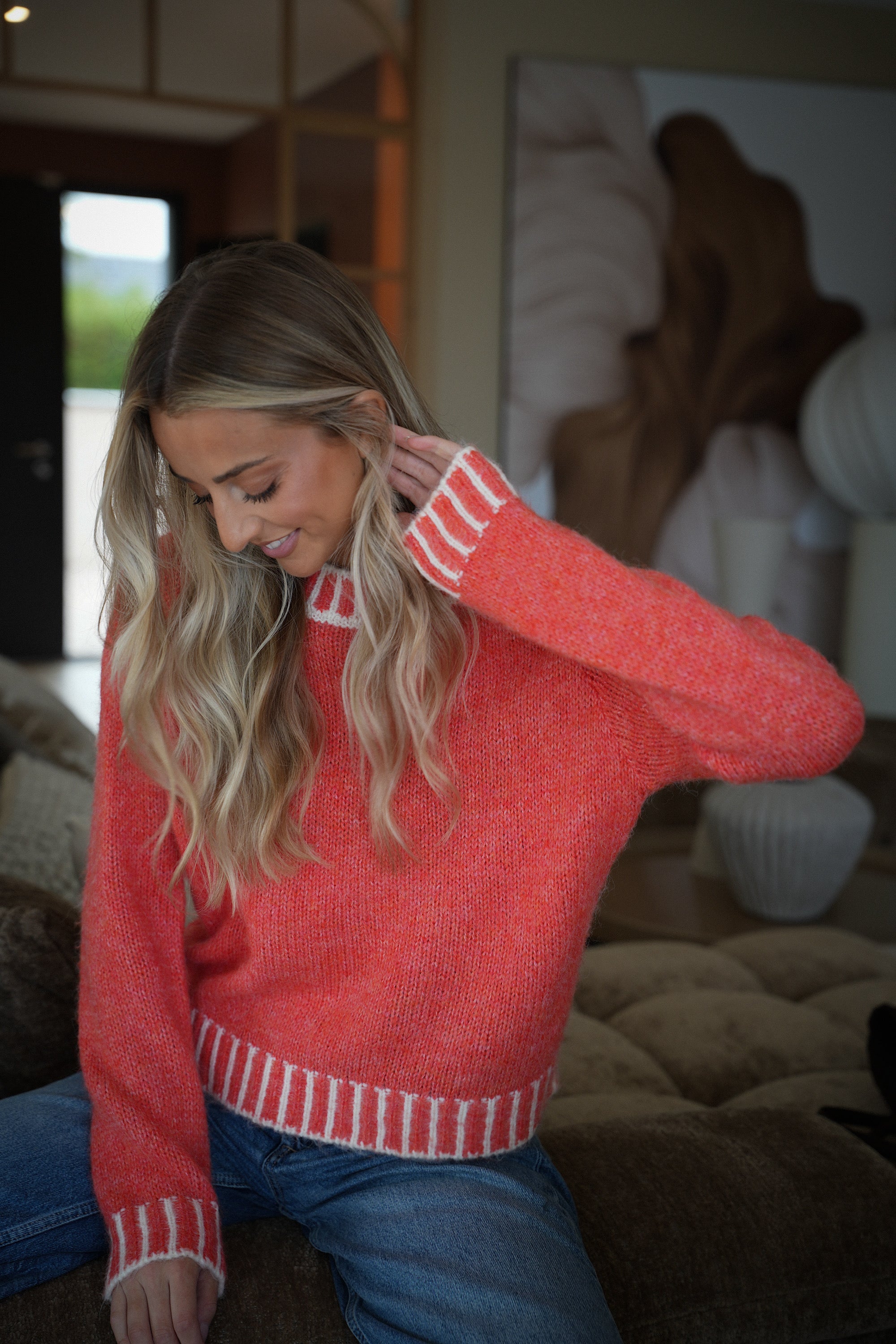 Maelys corail - Pull col rond