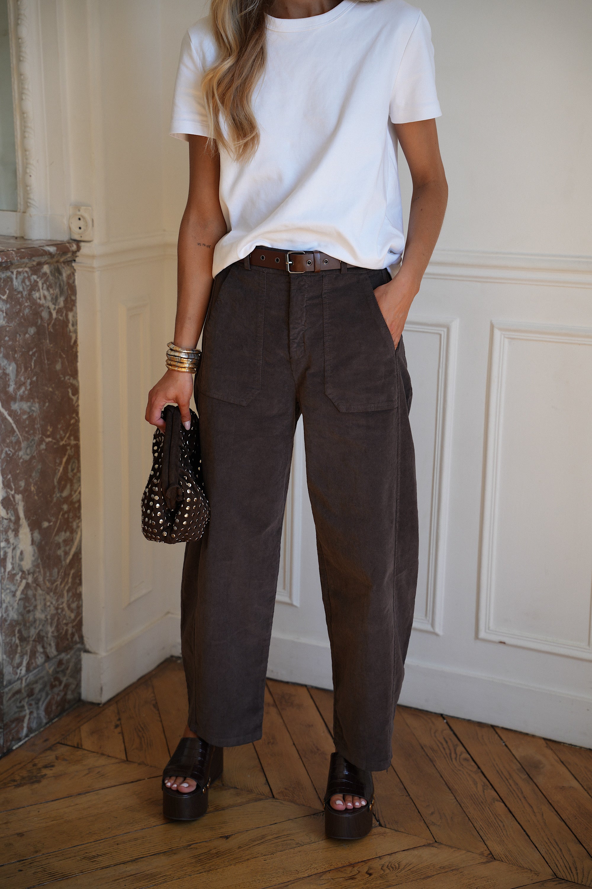 Elly chocolat - Pantalon velours