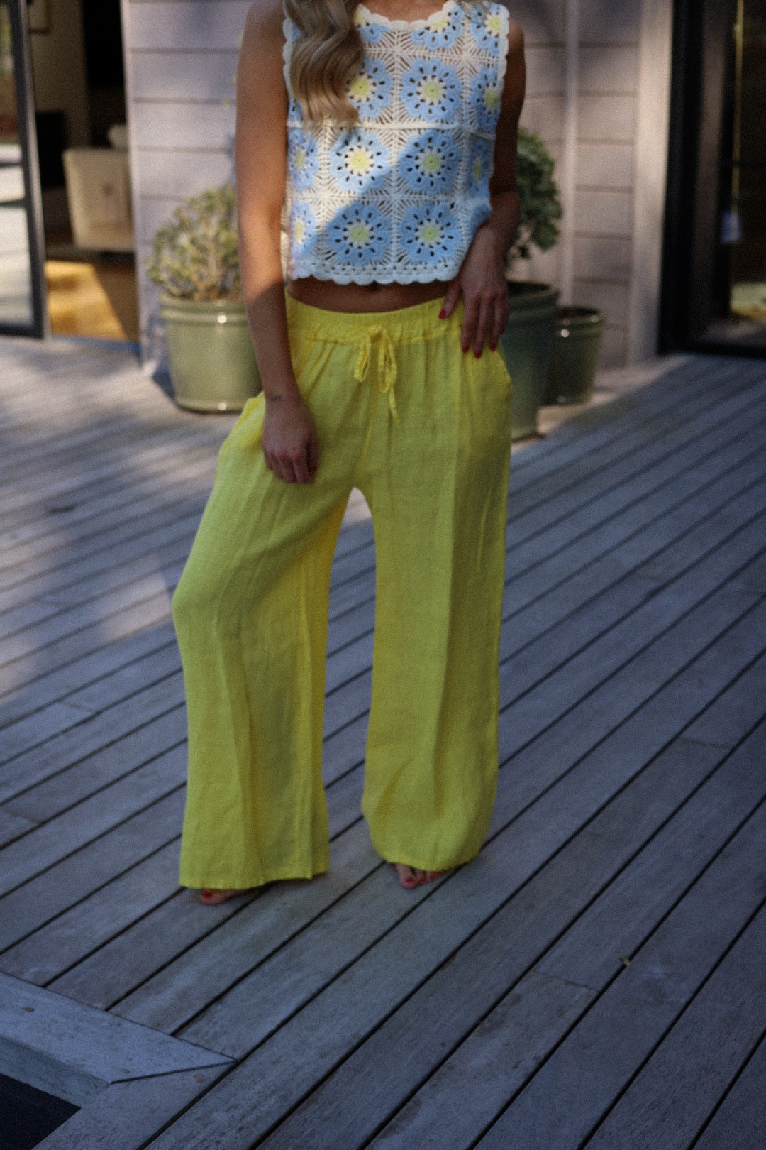 Lindie jaune - Pantalon lin