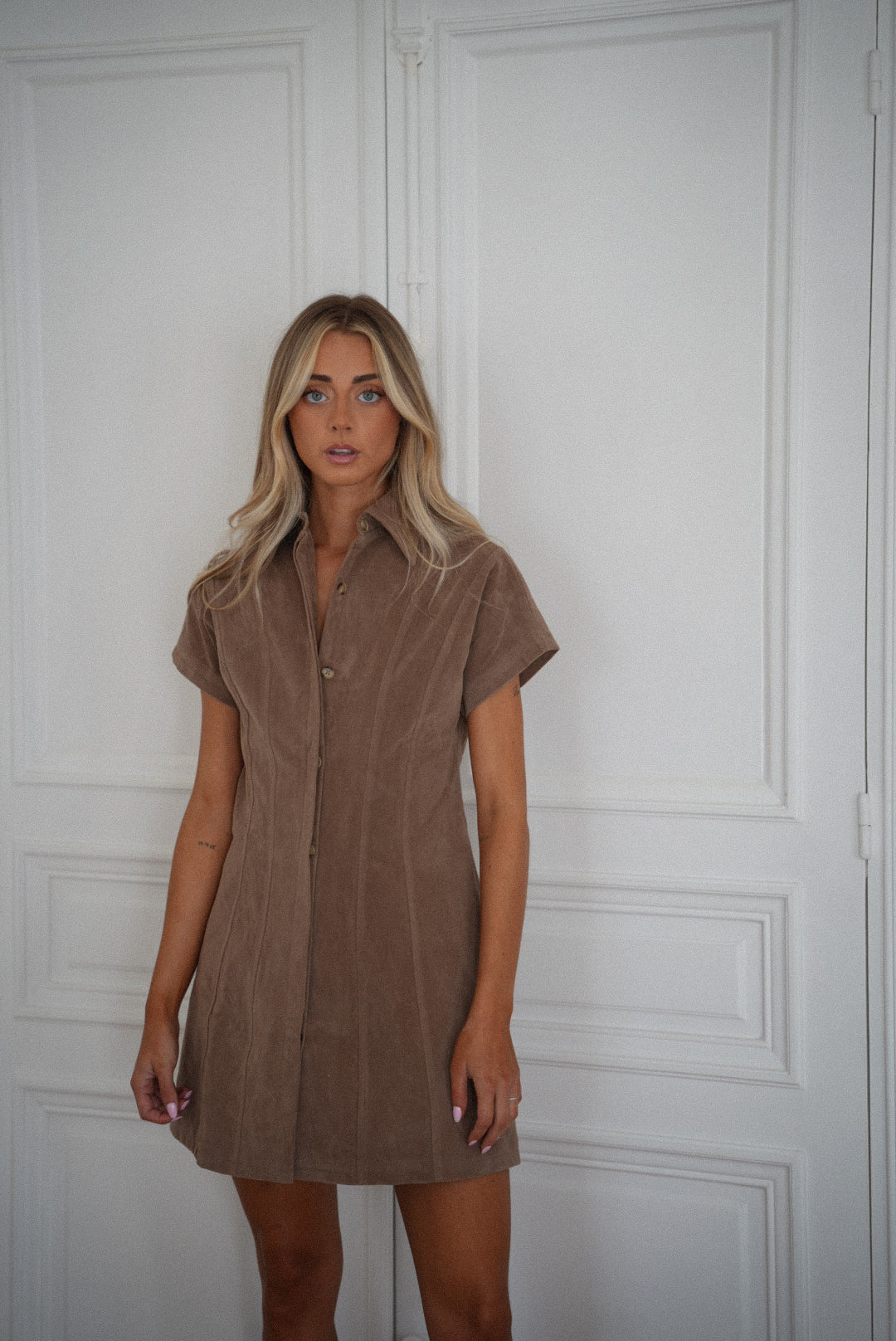 Sabrina taupe - Robe suédée