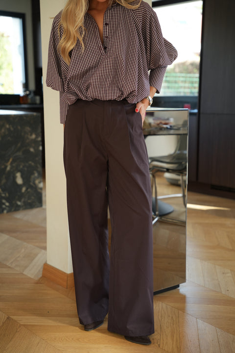 Assia prune - Pantalon droit