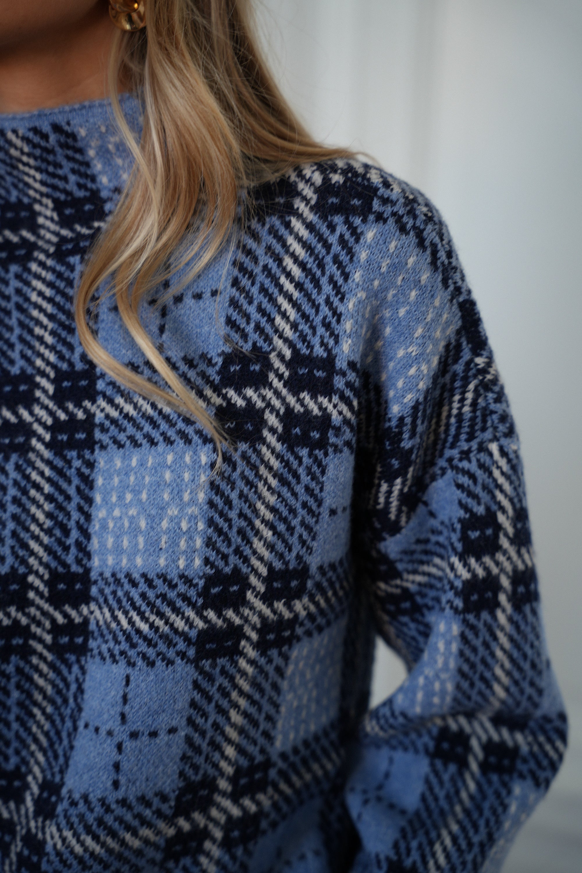 Nala bleu - Pull à carreaux