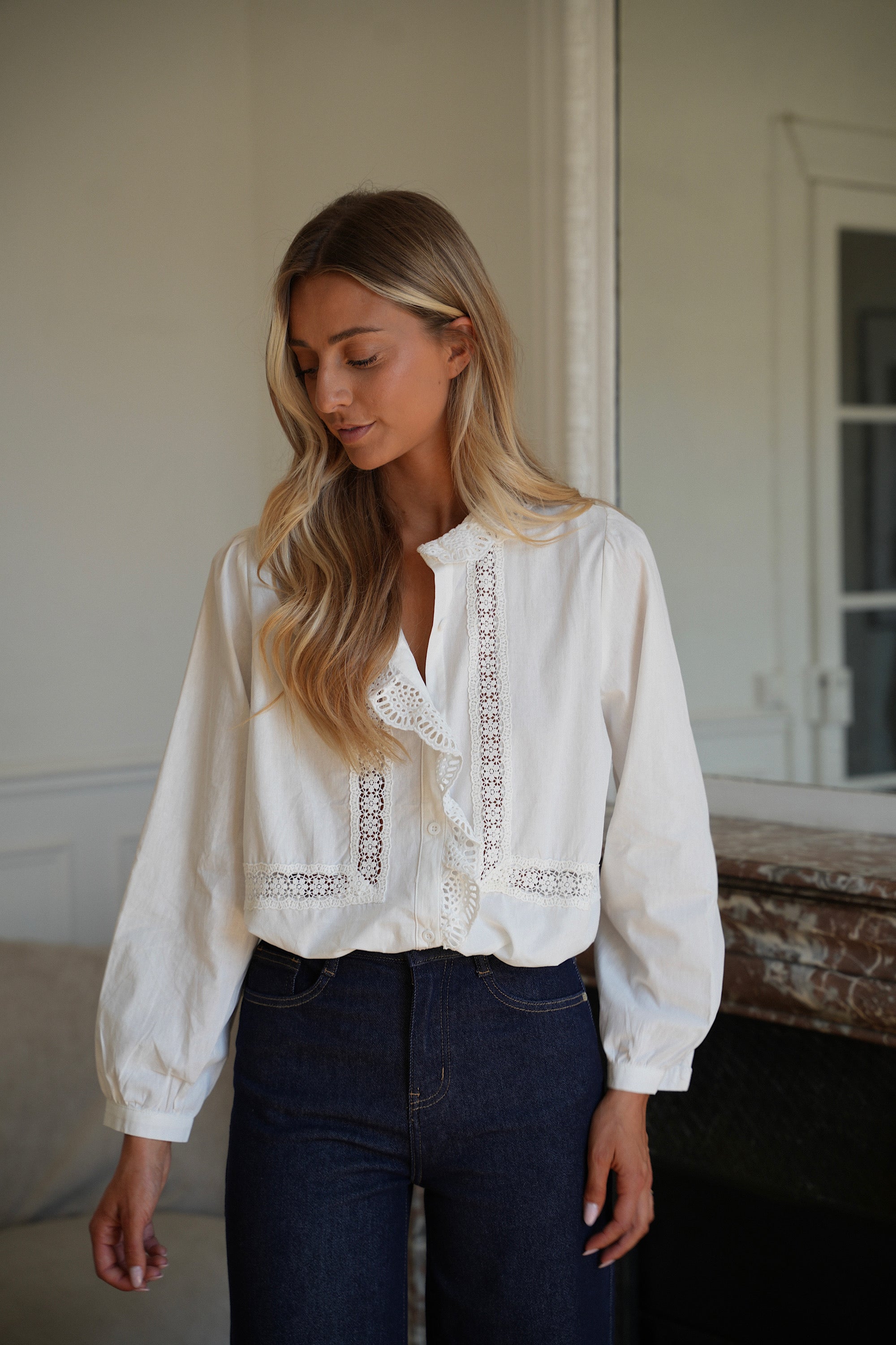 Polly blanche - Blouse brodée