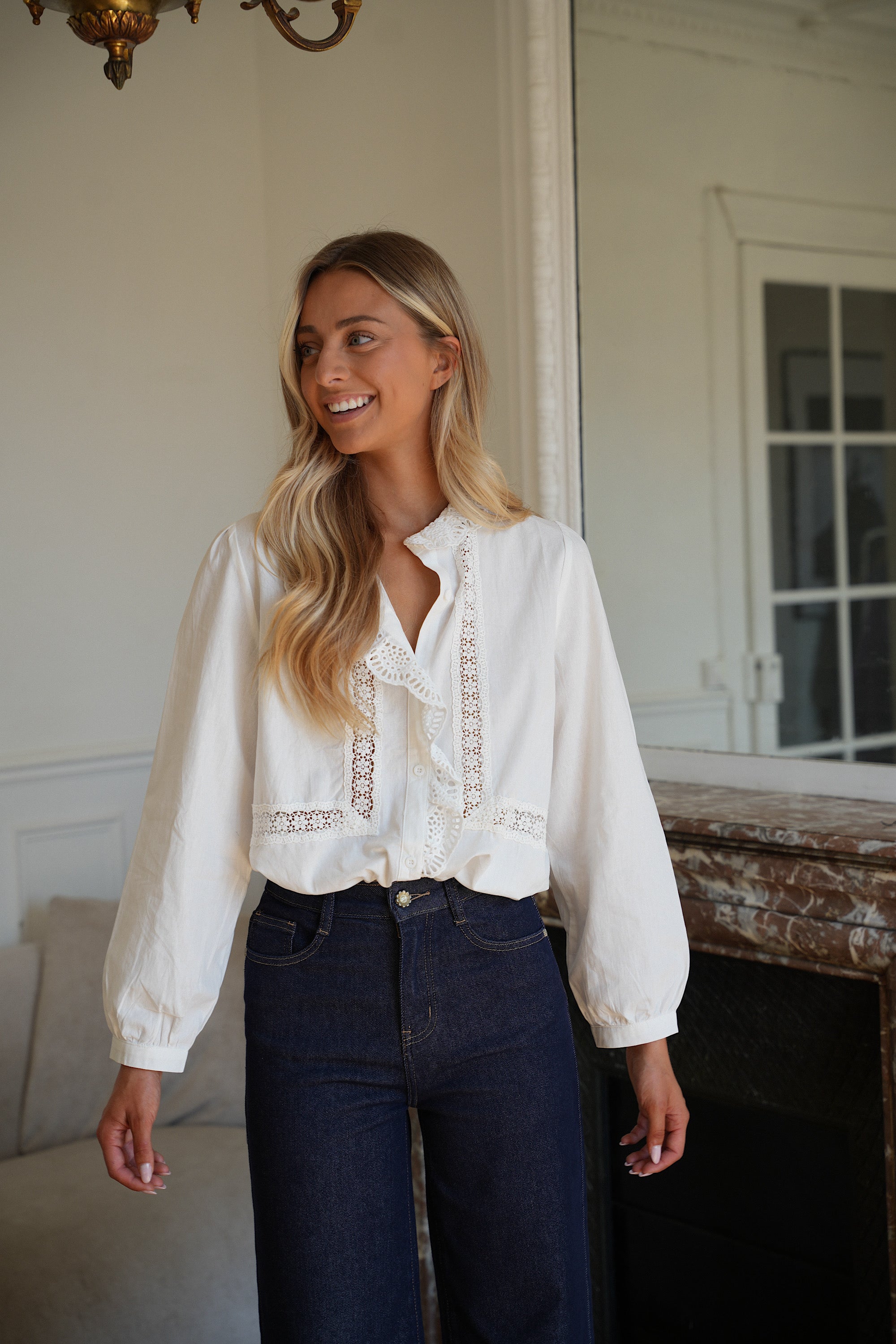 Polly blanche - Blouse brodée