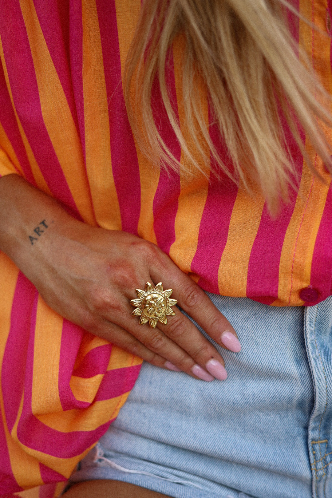 Pika dorée - Bague acier