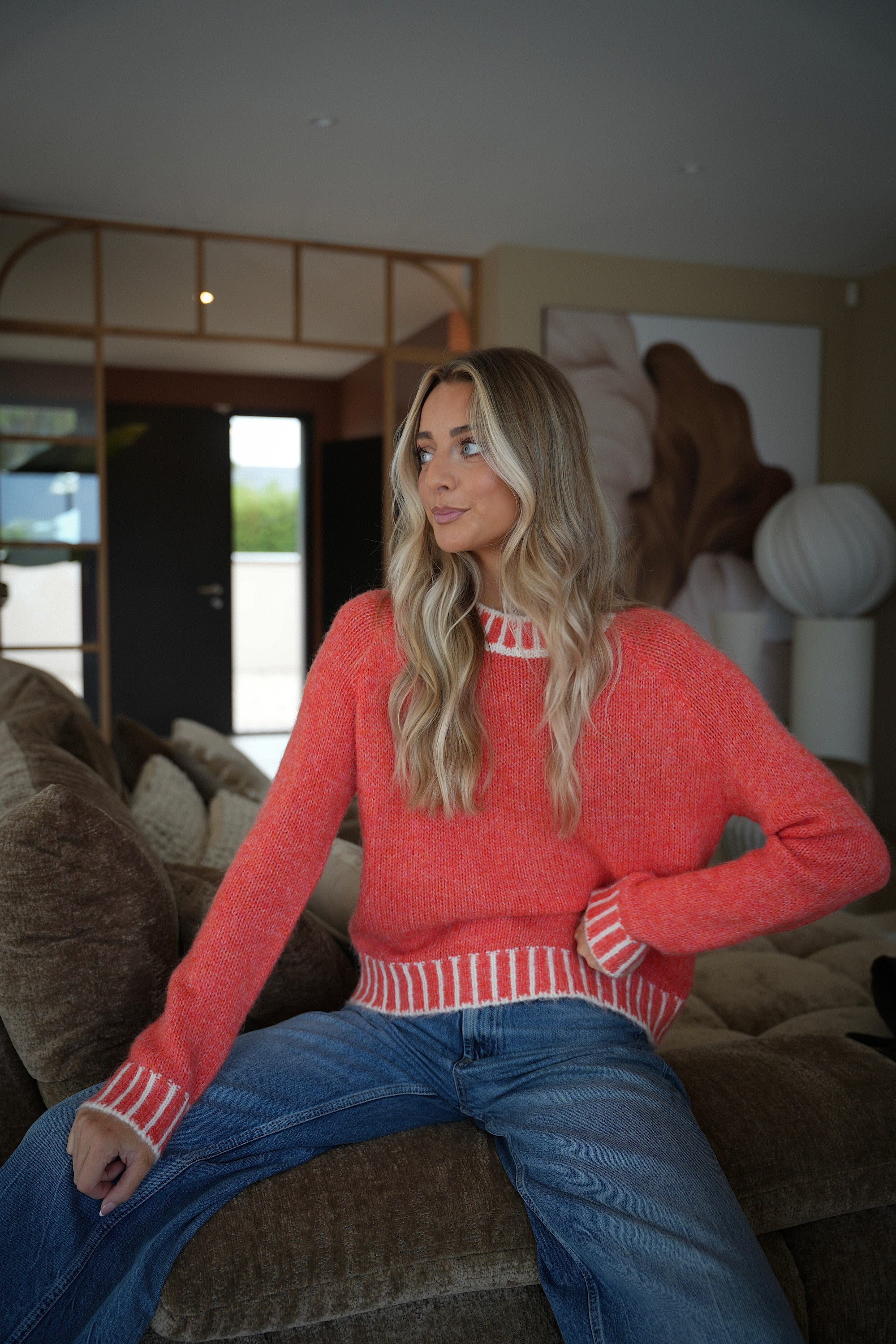 Maelys corail - Pull col rond