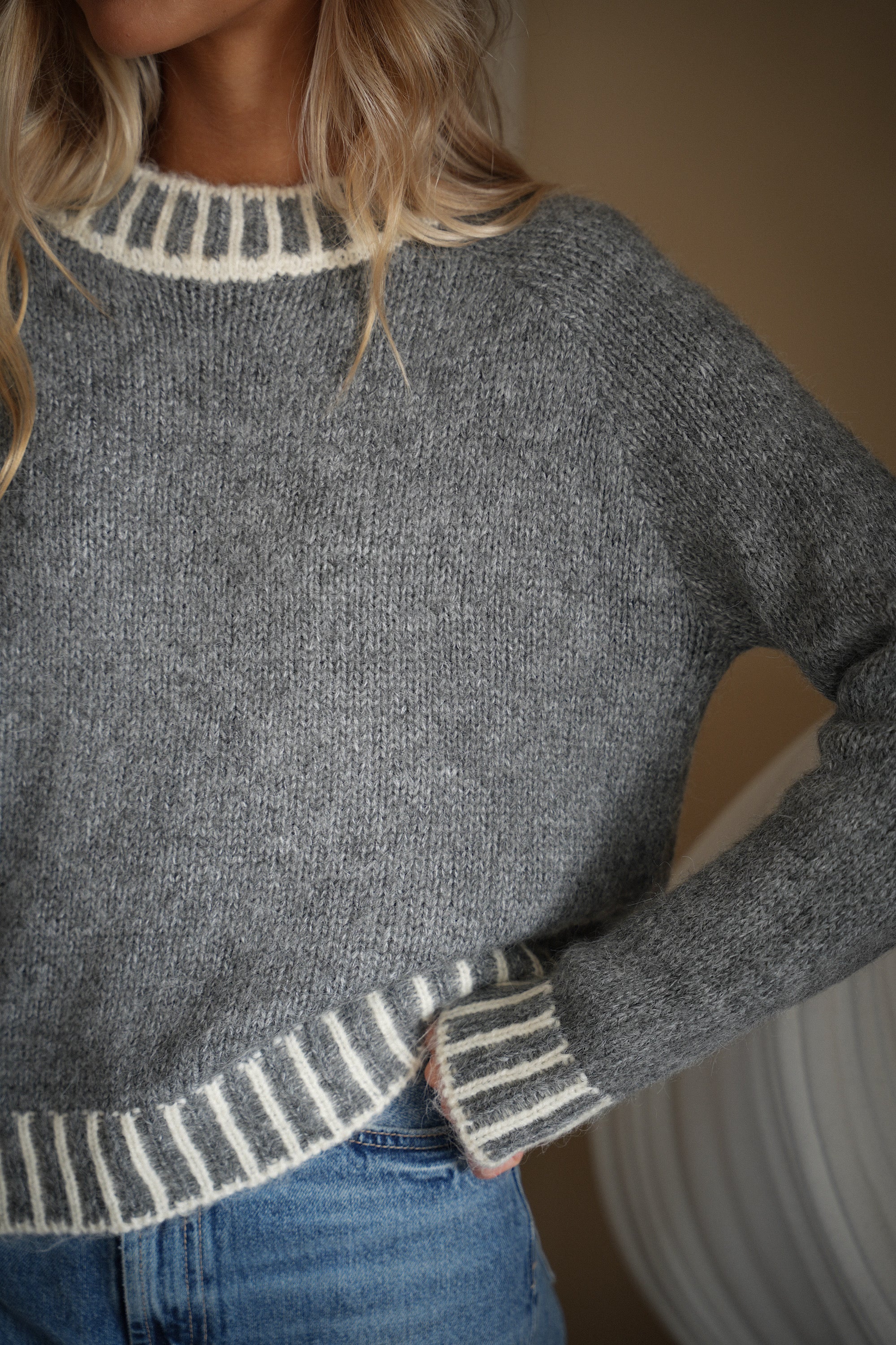 Maelys gris- Pull col rond