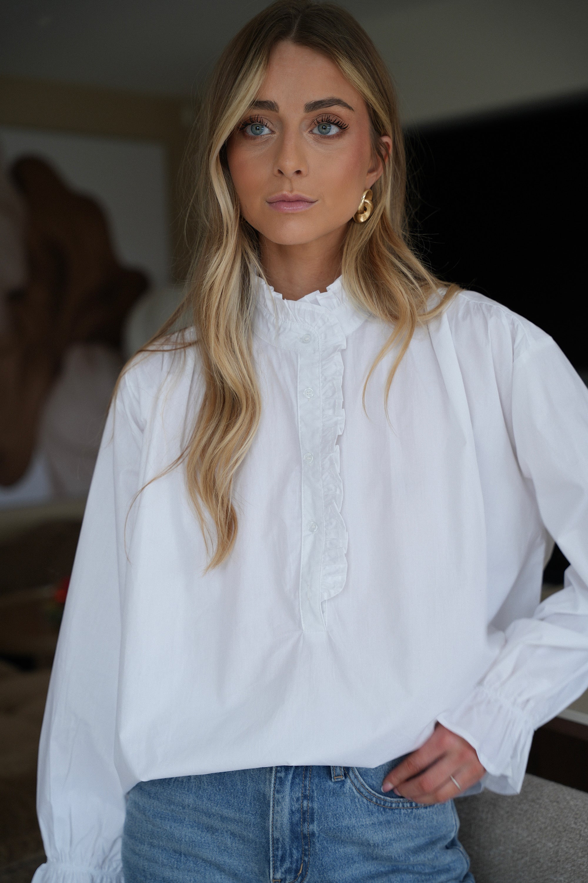Lison blanche - Blouse boutonnée