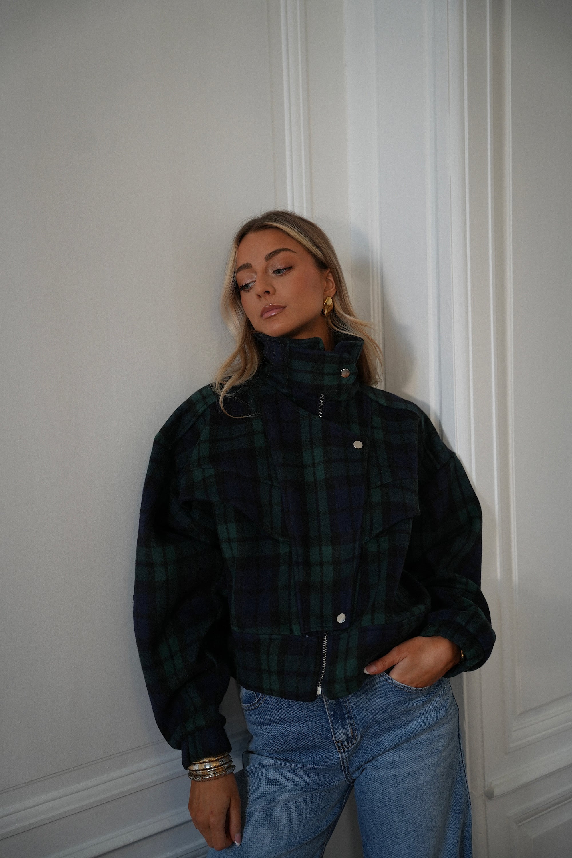 Riana bleue - Veste à carreaux