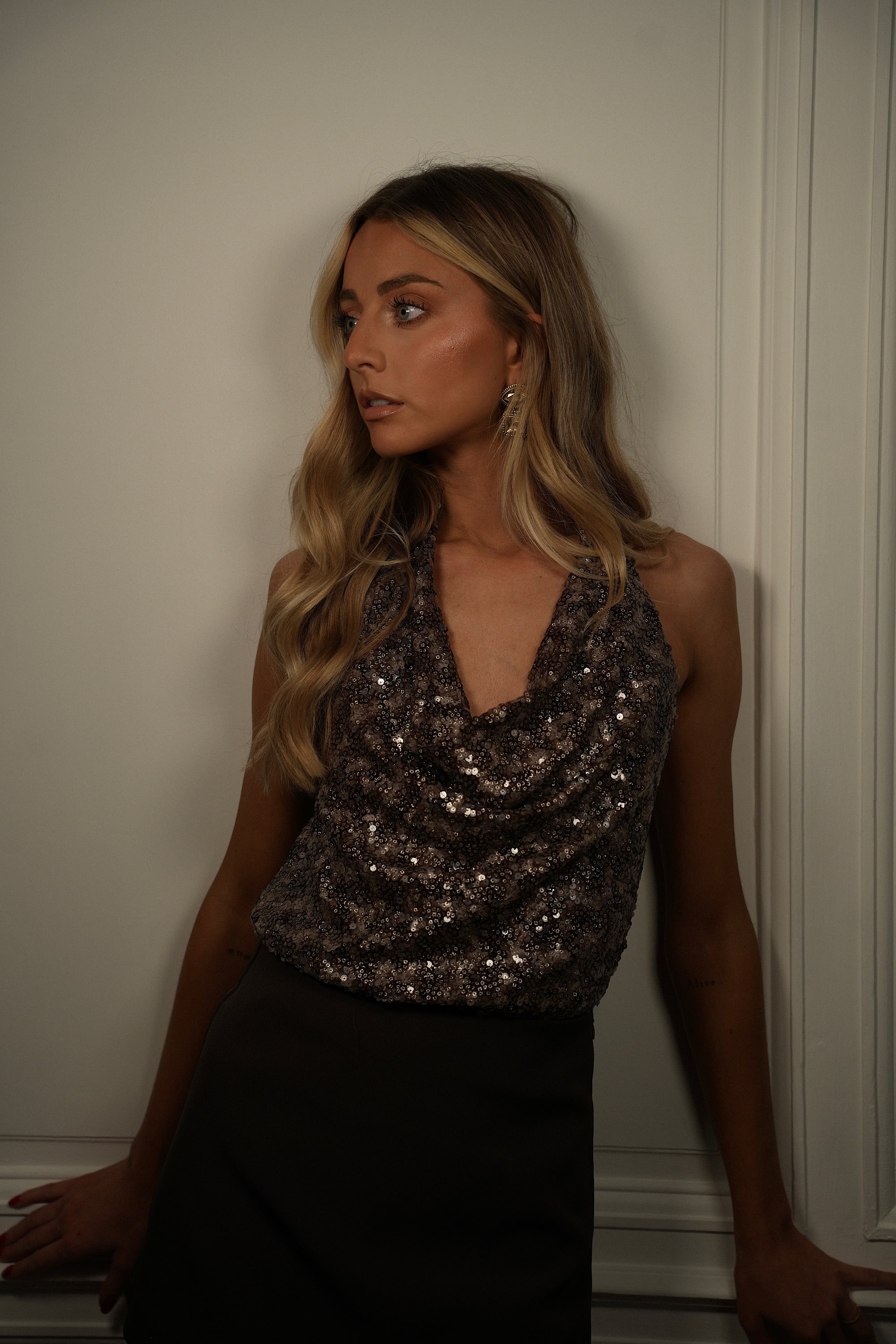 June taupe - Top à sequins